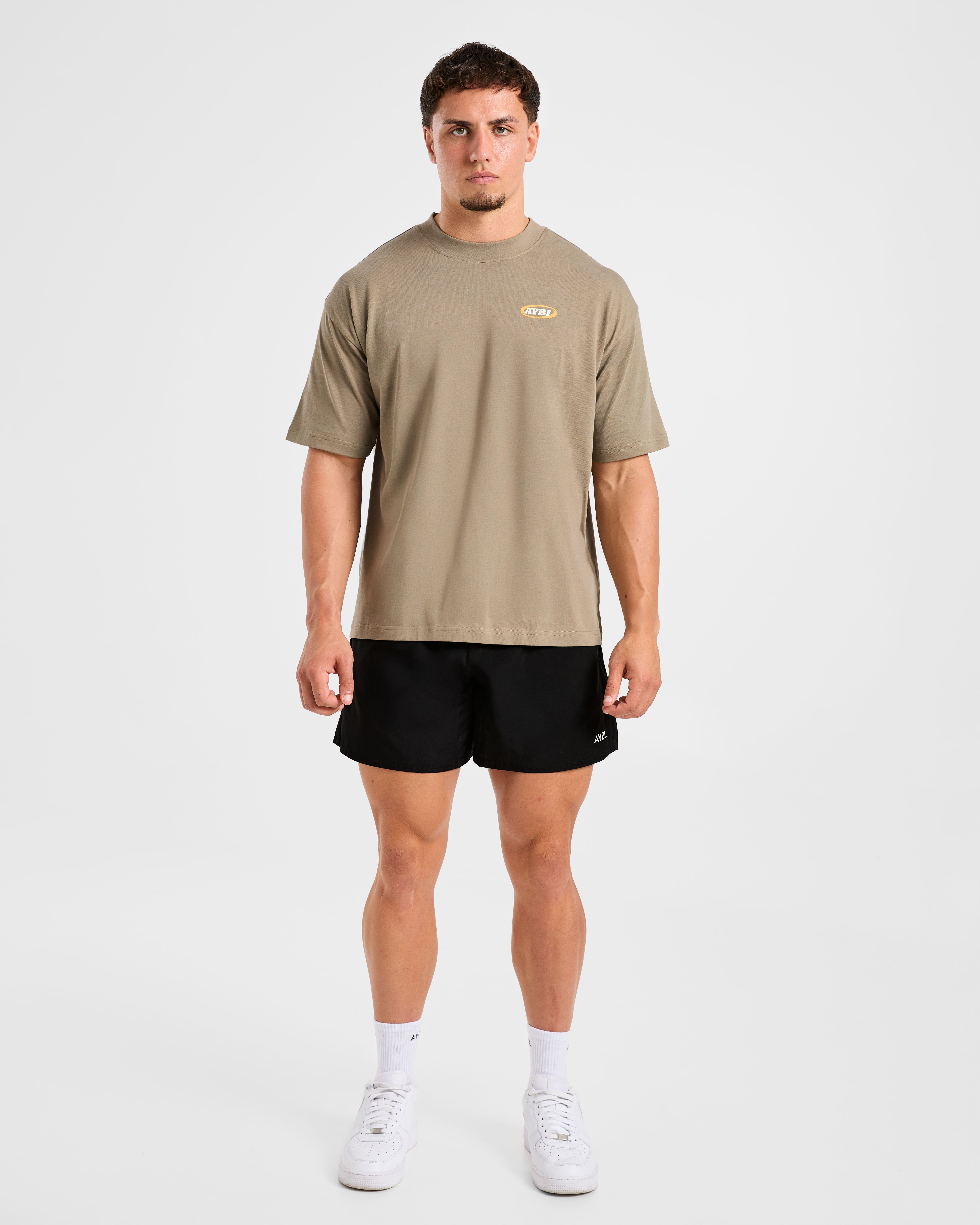 Athletics Script Oversized T Shirt - Olive Sand