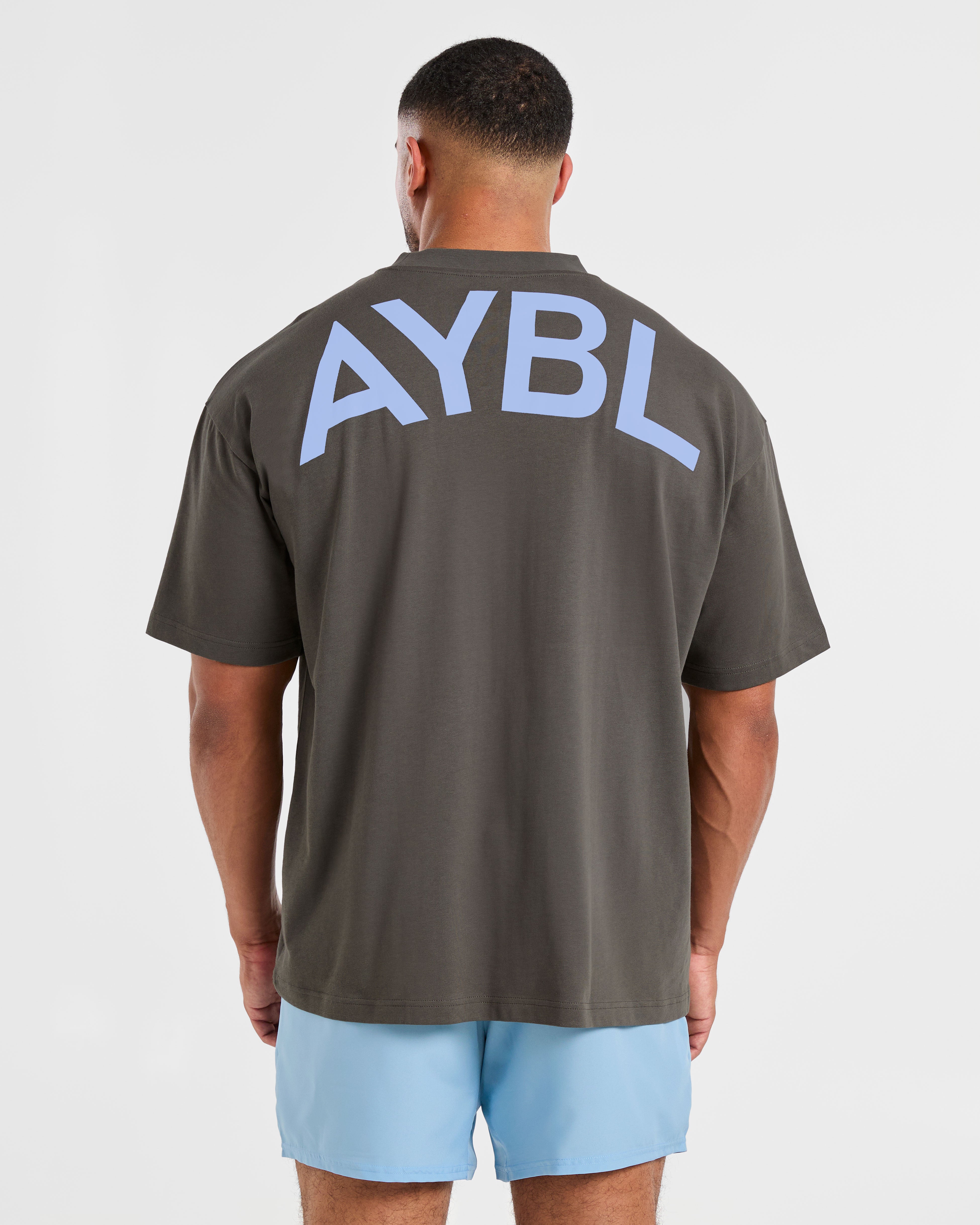 Essential Oversized T Shirt - Charcoal/Cornflower Blue