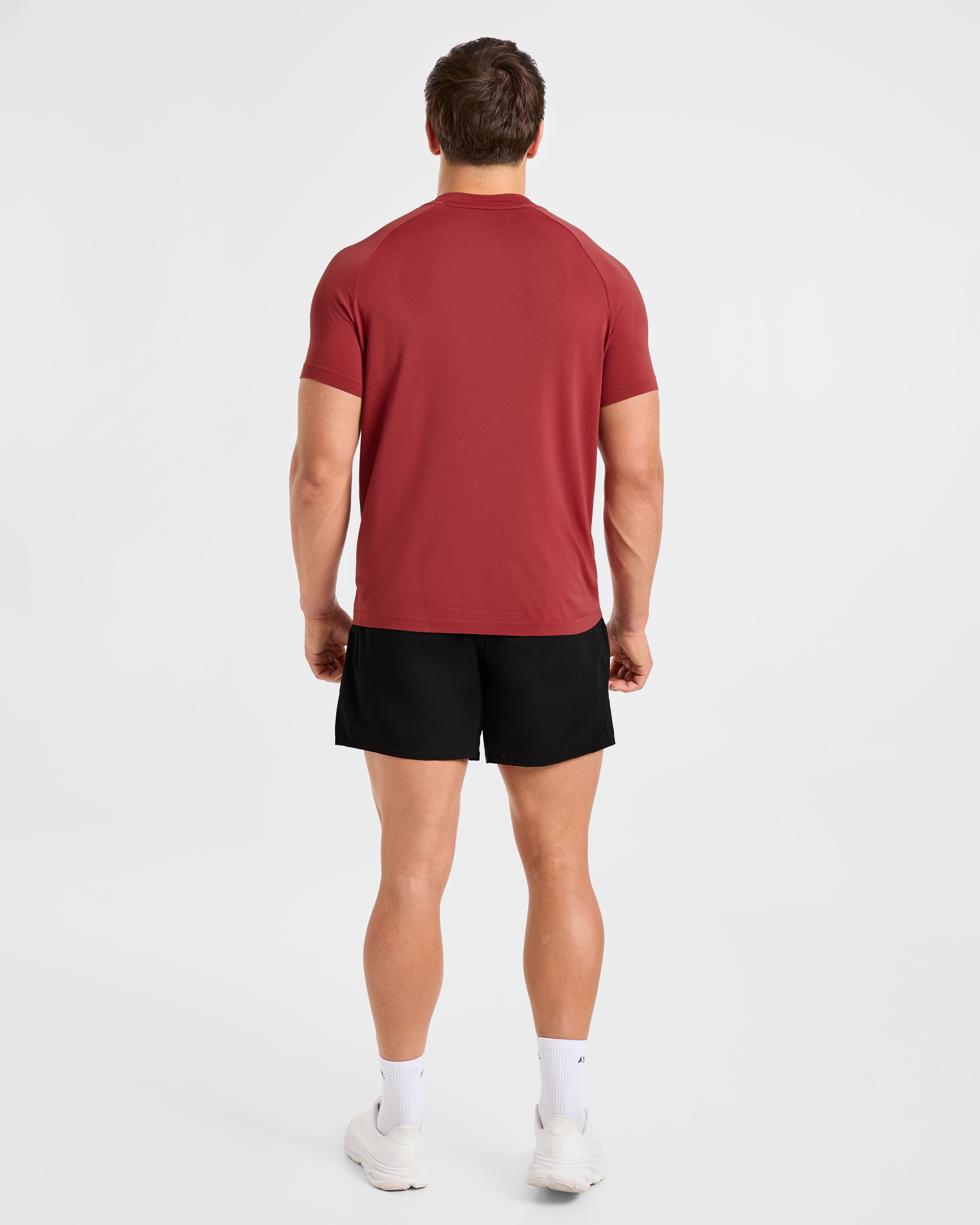 Attain Seamless T Shirt - Maroon Red
