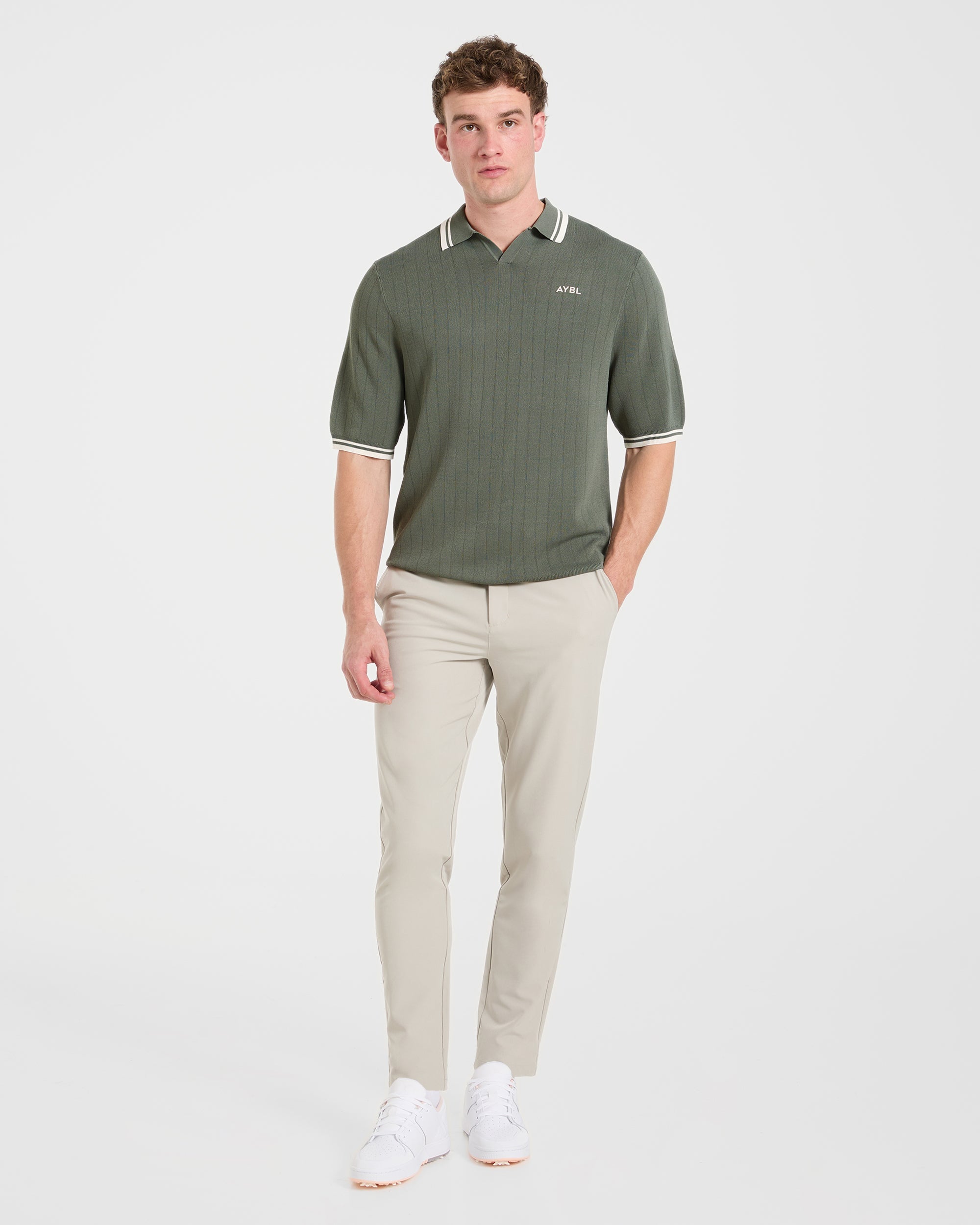 Classic Knitted Polo - Hillside Green