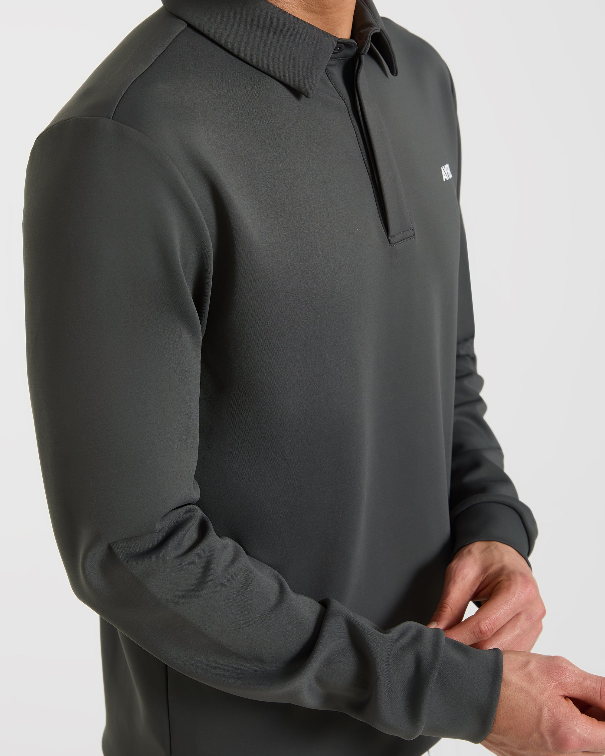 Precision Longsleeve Collared Pullover - Charcoal