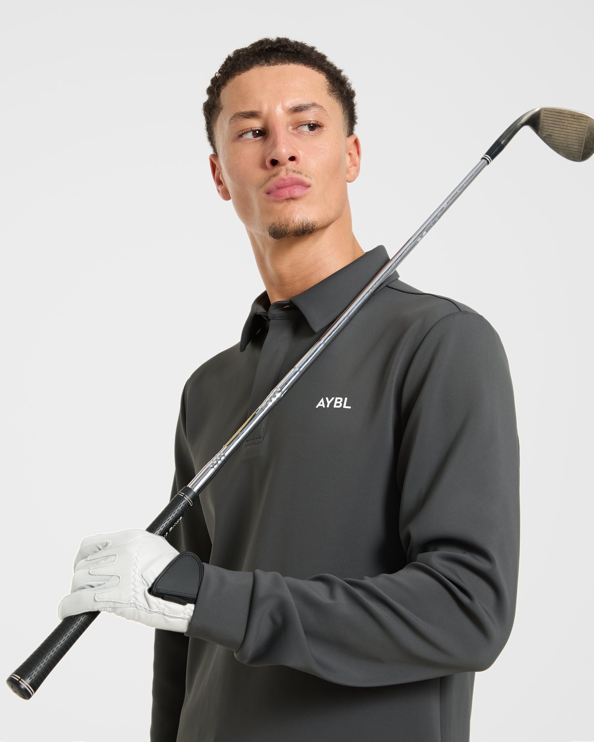 Precision Longsleeve Collared Pullover - Charcoal