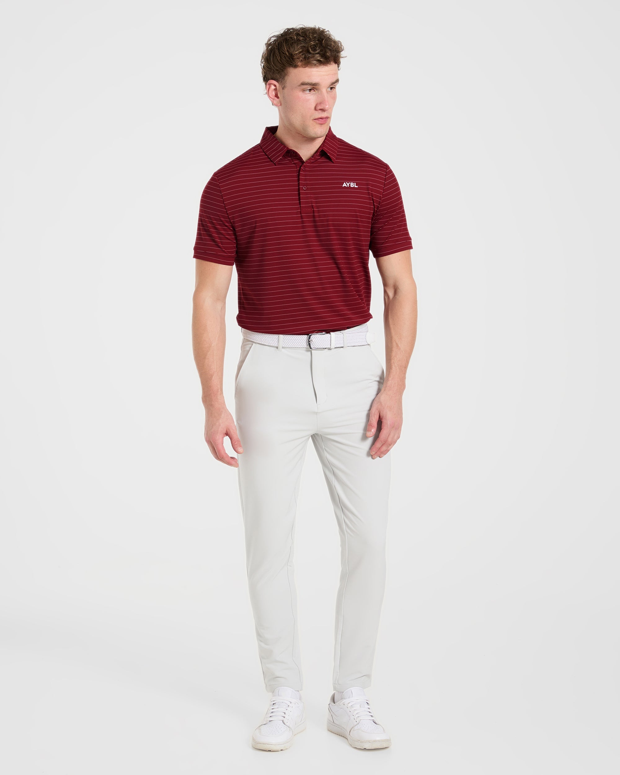 Classic Stripe Polo - Burgundy Red