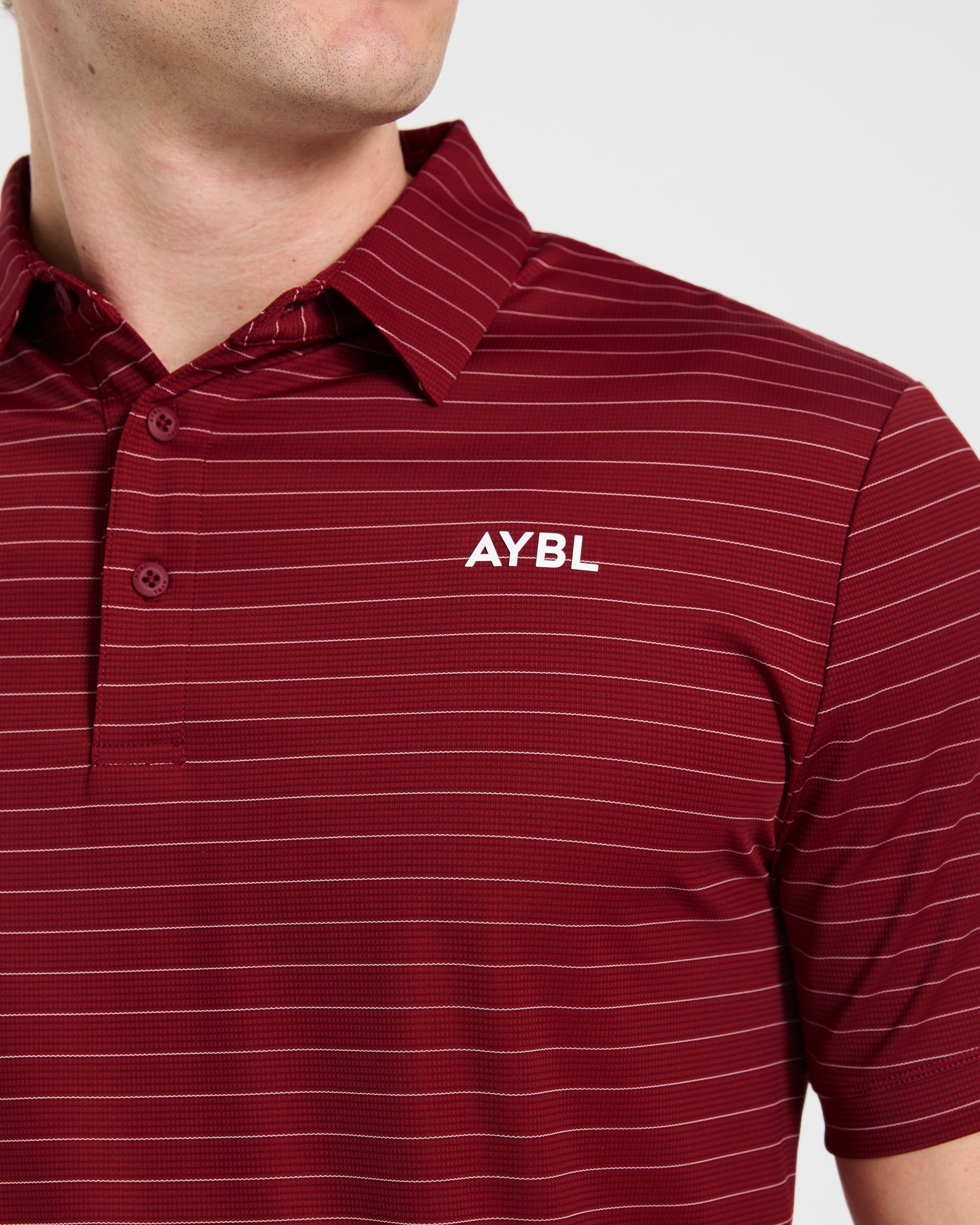 Classic Stripe Polo - Burgundy Red