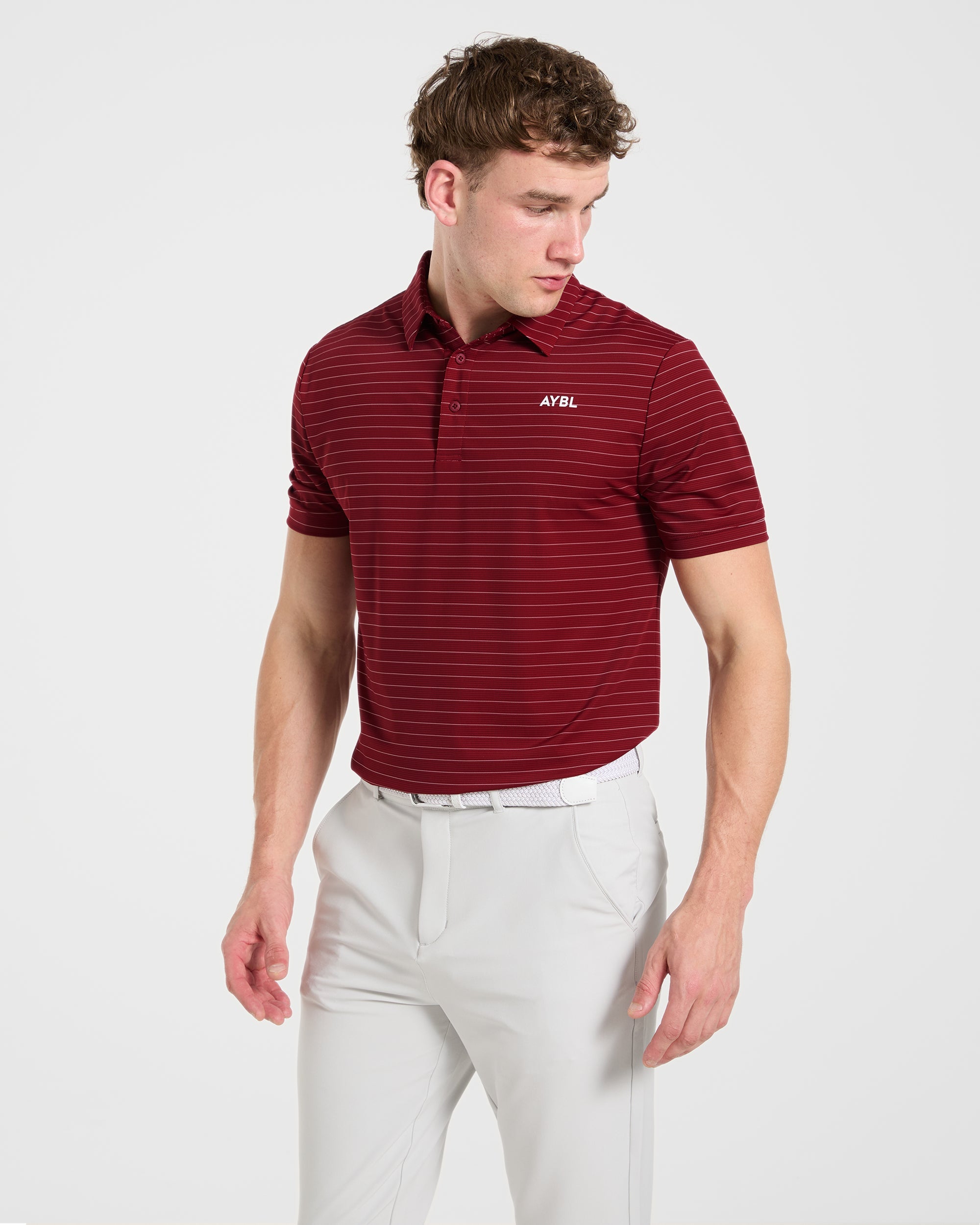 Classic Stripe Polo - Burgundy Red