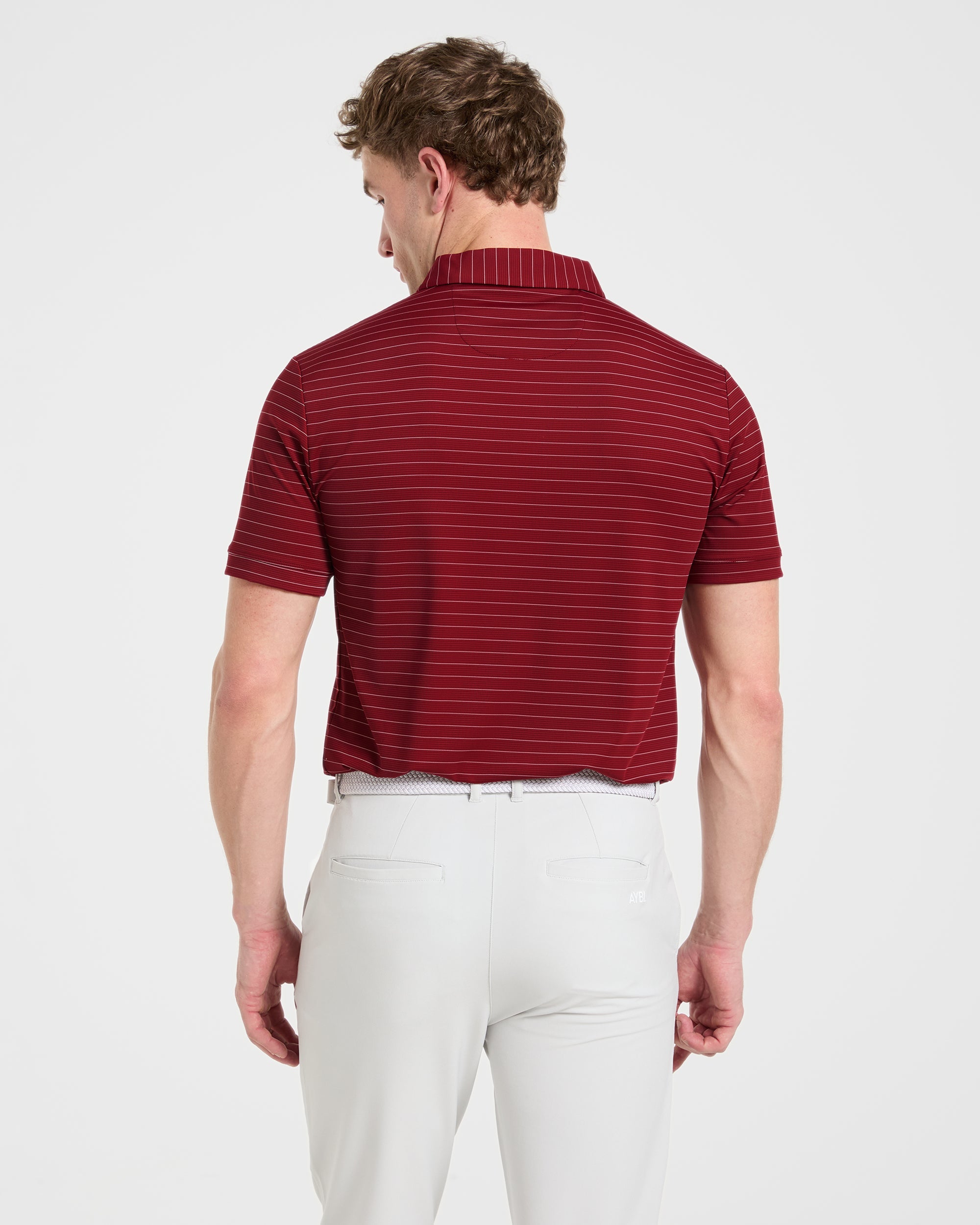 Classic Stripe Polo - Burgundy Red