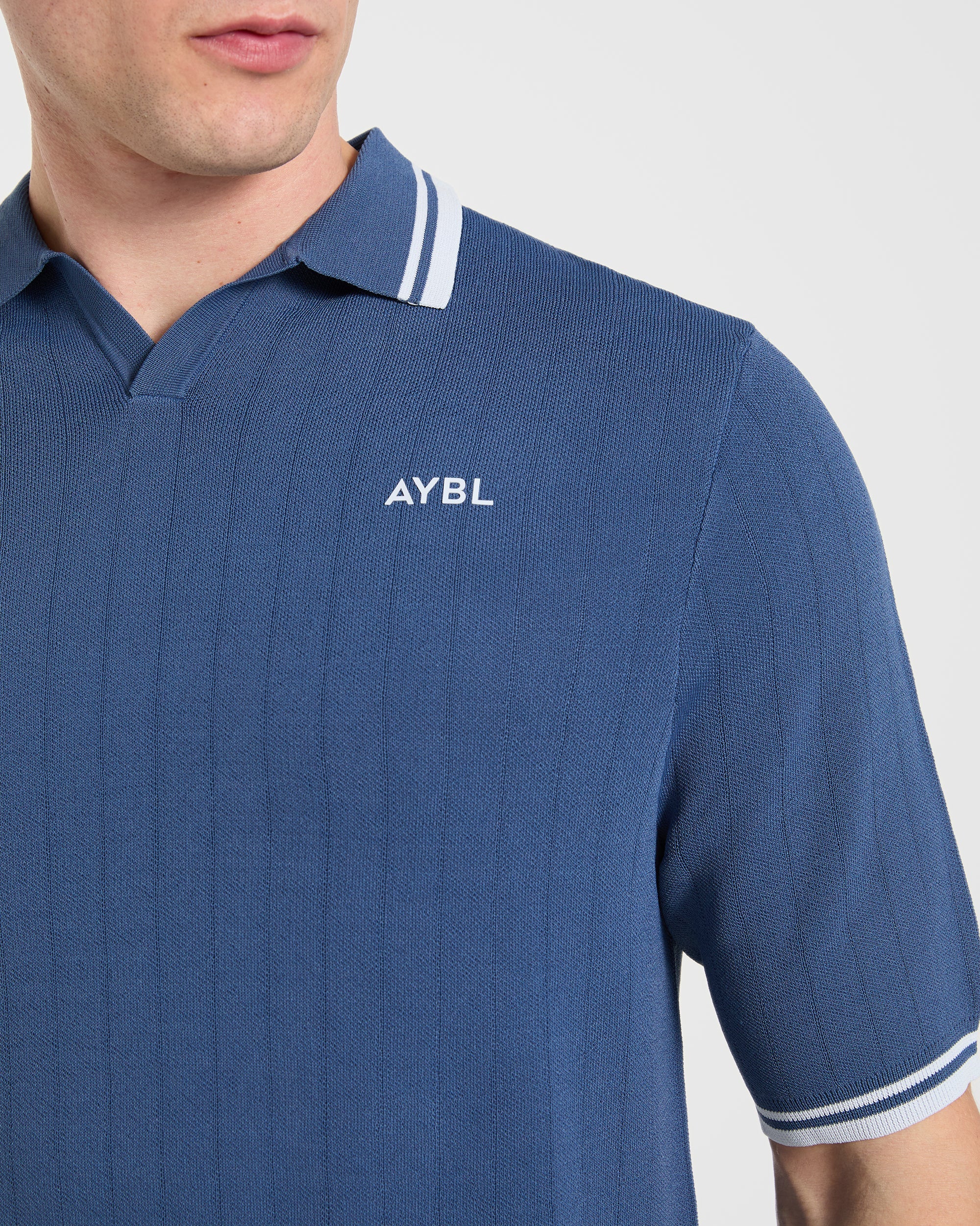 Classic Knitted Polo - Muted Blue