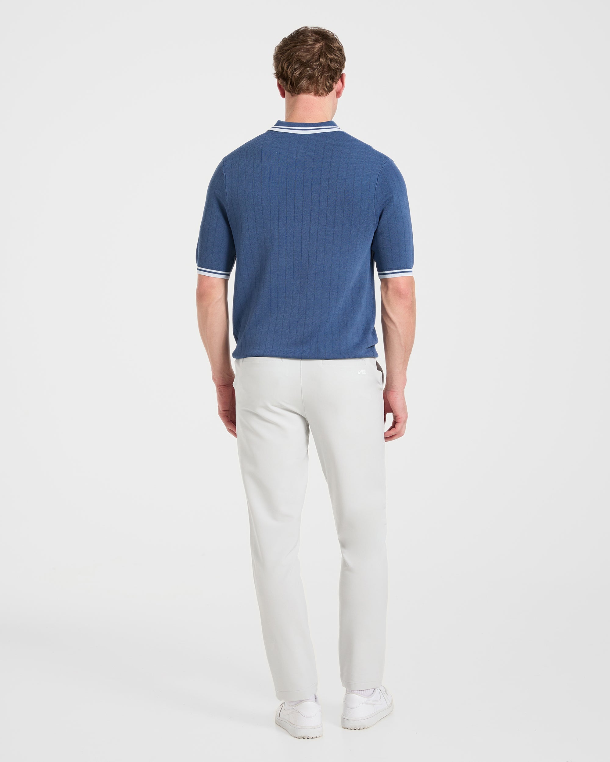 Classic Knitted Polo - Muted Blue