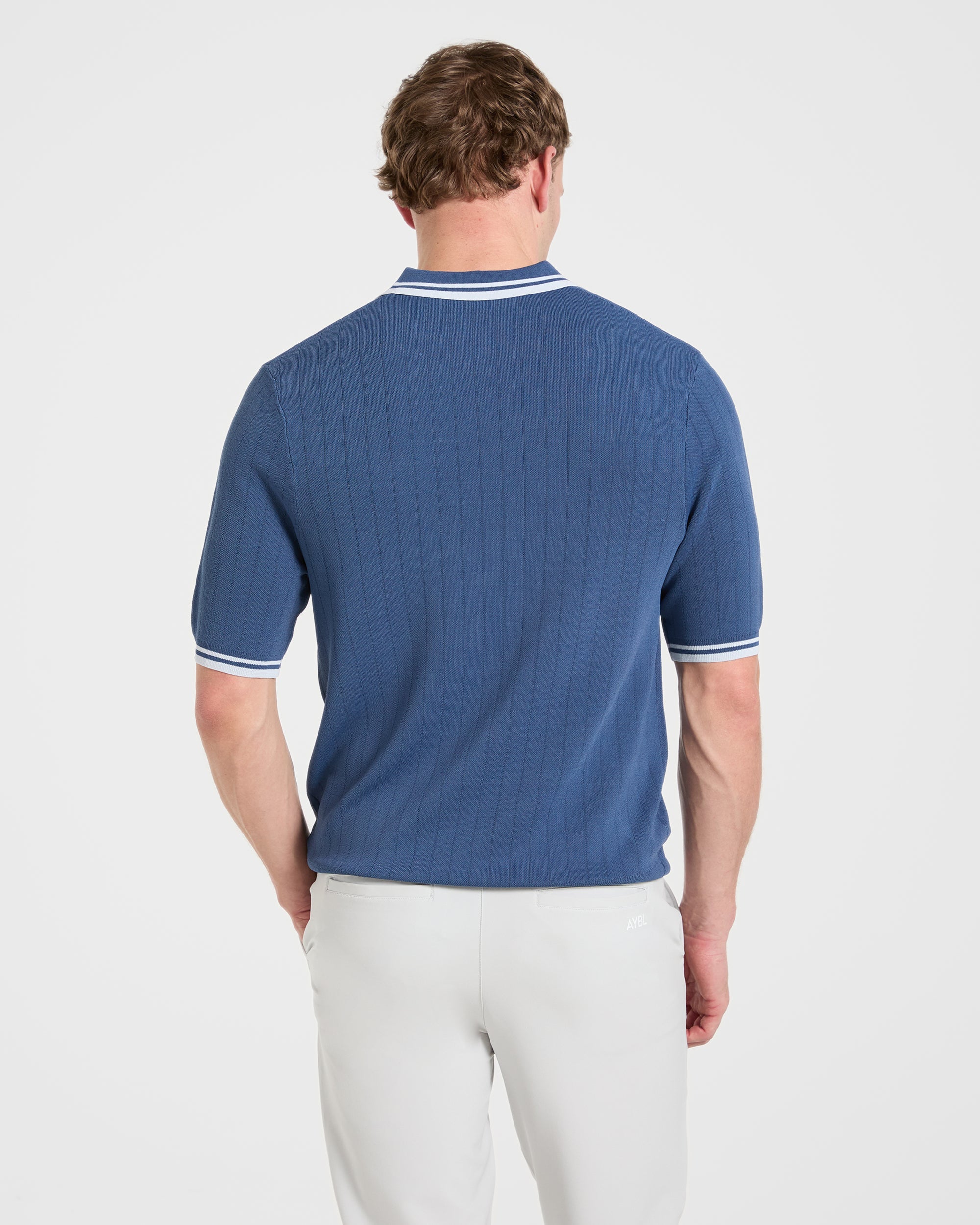 Classic Knitted Polo - Muted Blue