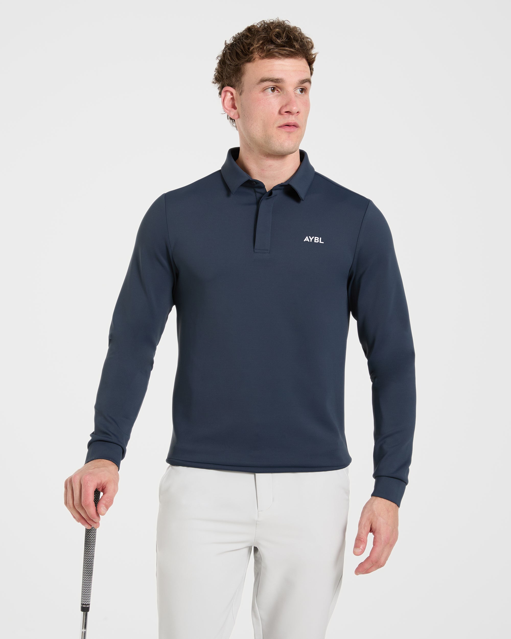 Precision Longsleeve Collared Pullover - Navy Blue