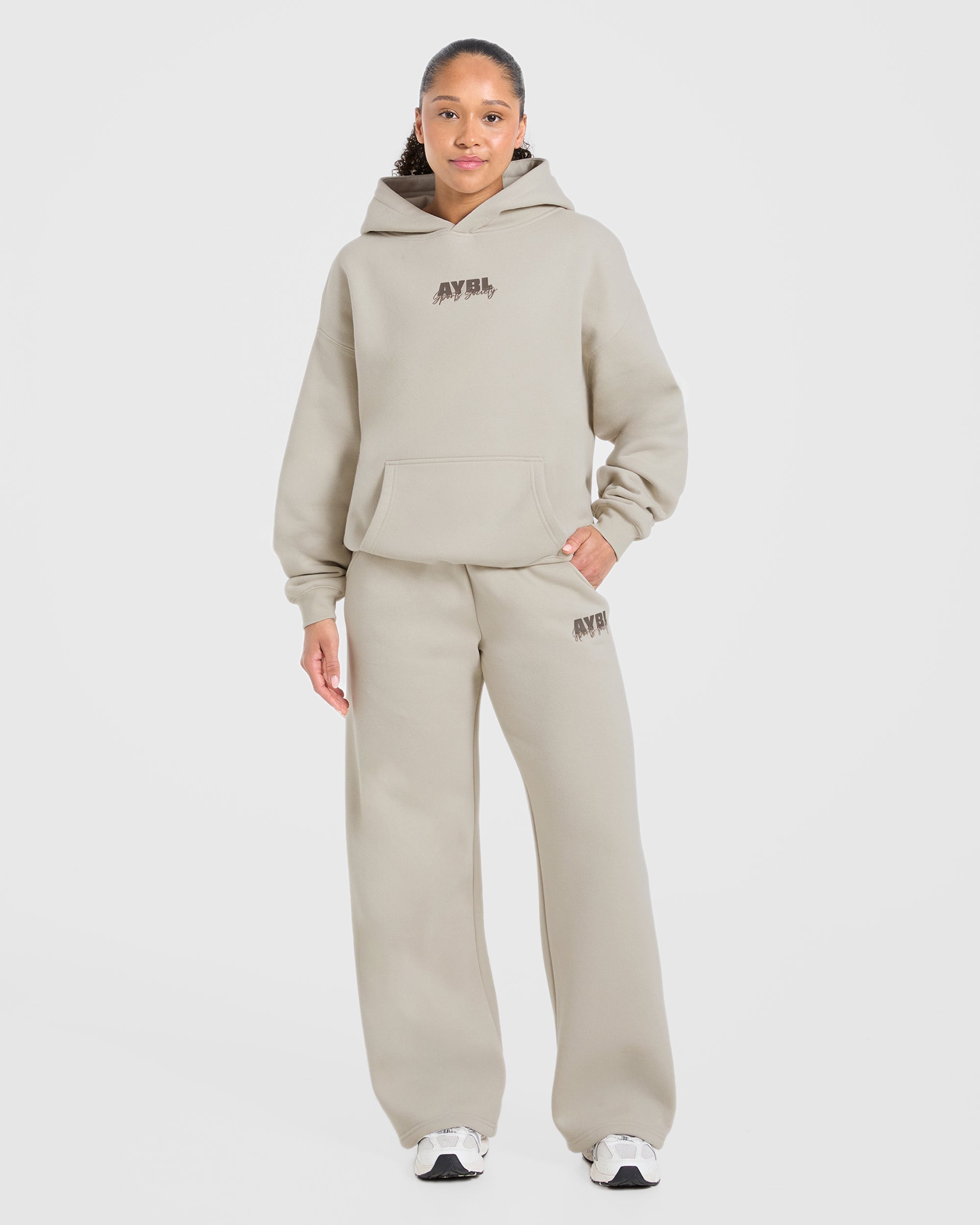 Sports Society Oversized Straight Leg Joggers - Sand
