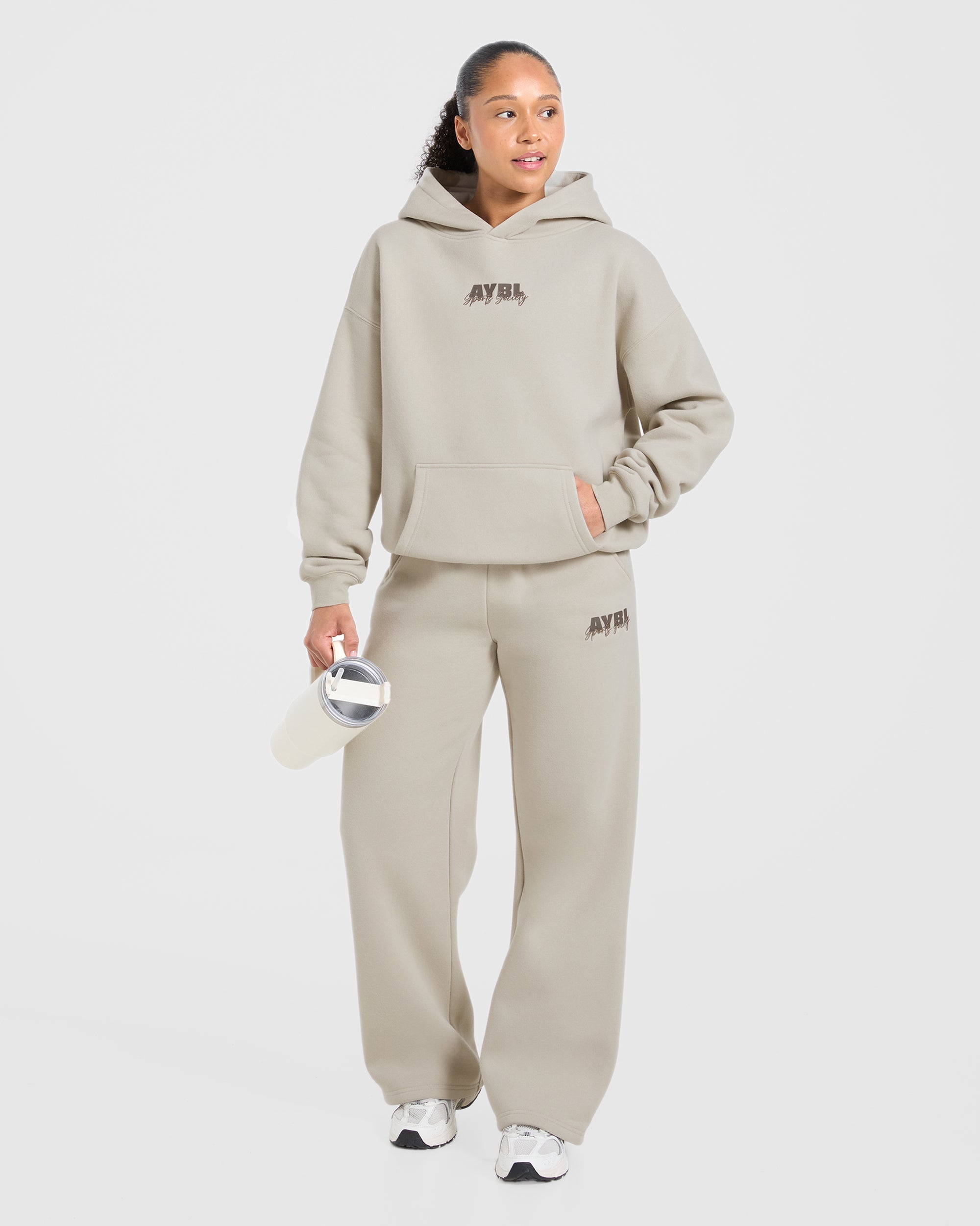 Sports Society Oversized Straight Leg Joggers - Sand