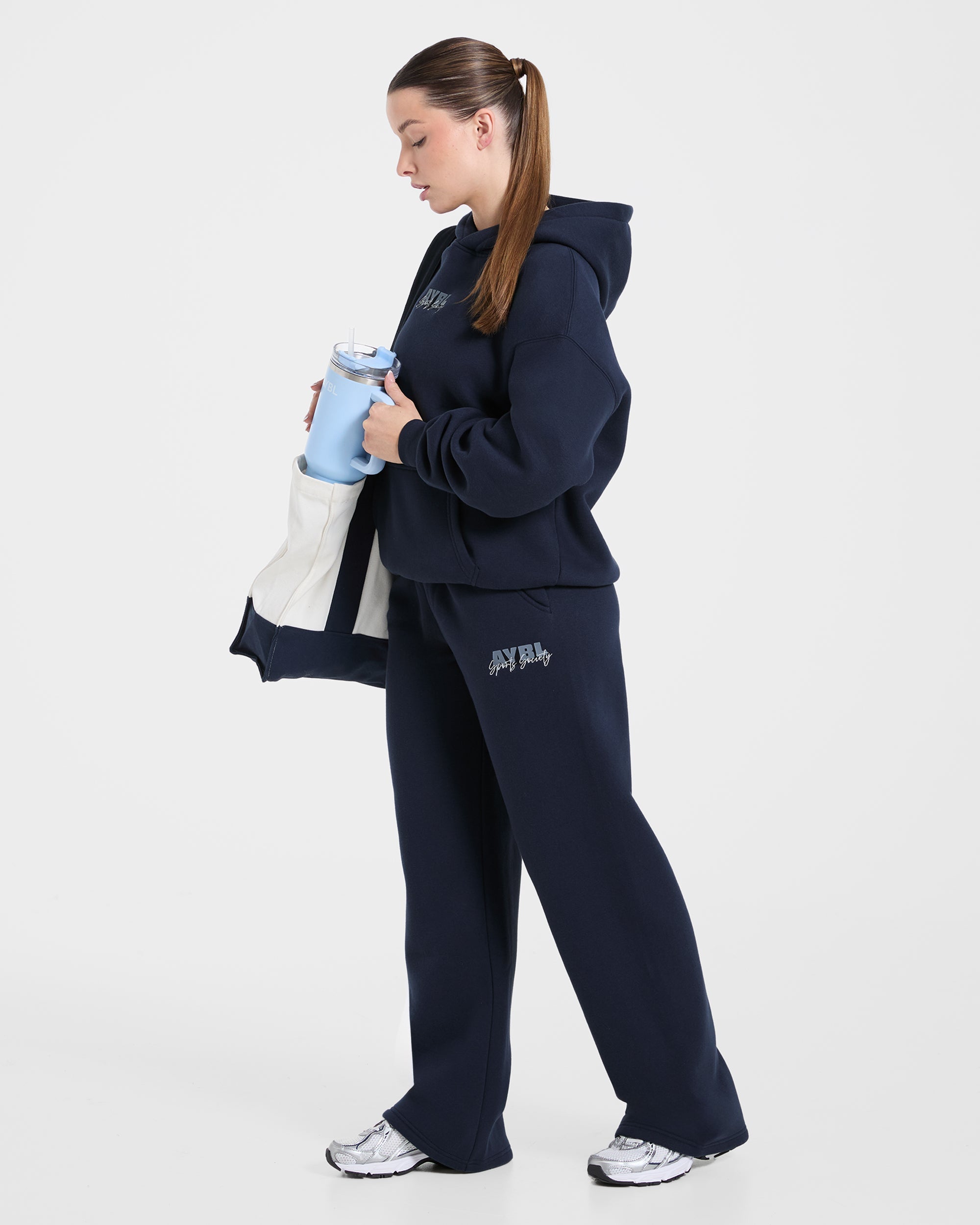 Sports Society Oversized Straight Leg Joggers - Navy