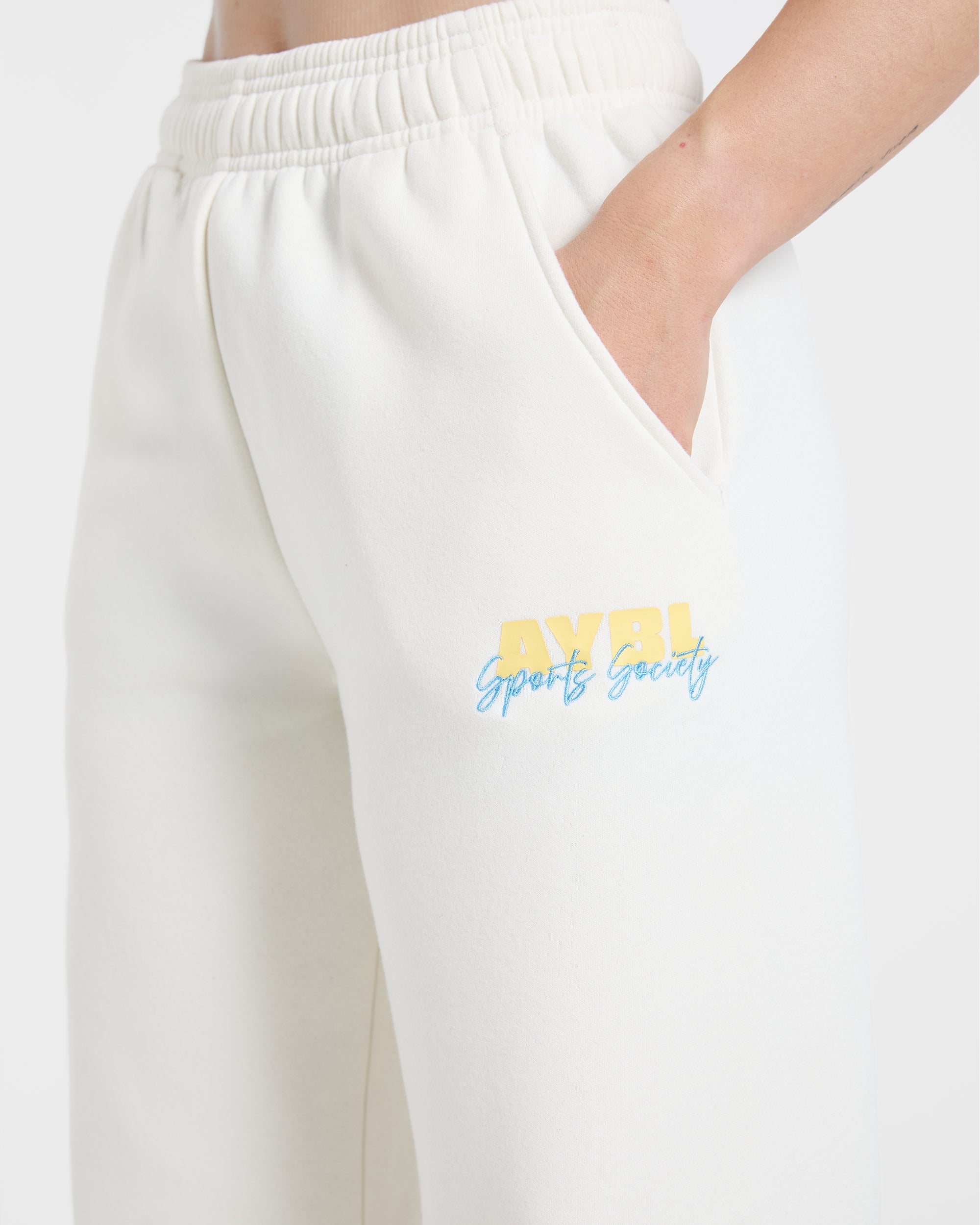 Sports Society Oversized Straight Leg Joggers - Off White