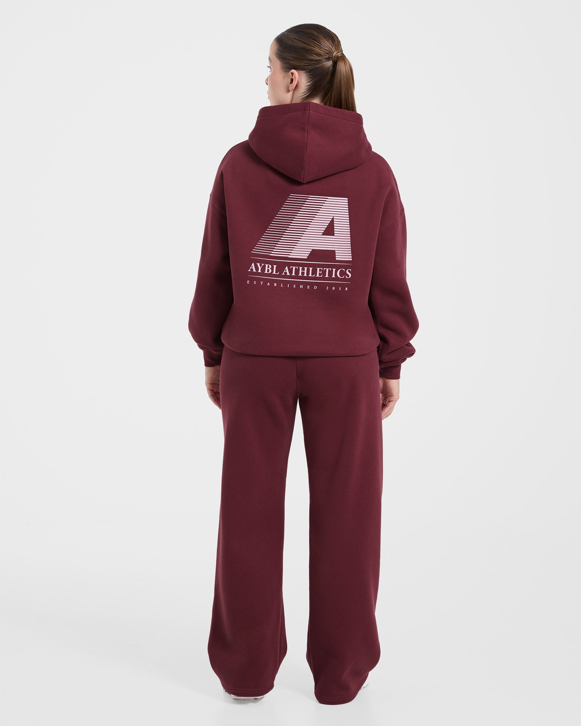 Retro Athletics Oversized Straight Leg Joggers - Deep Raspberry/Pink