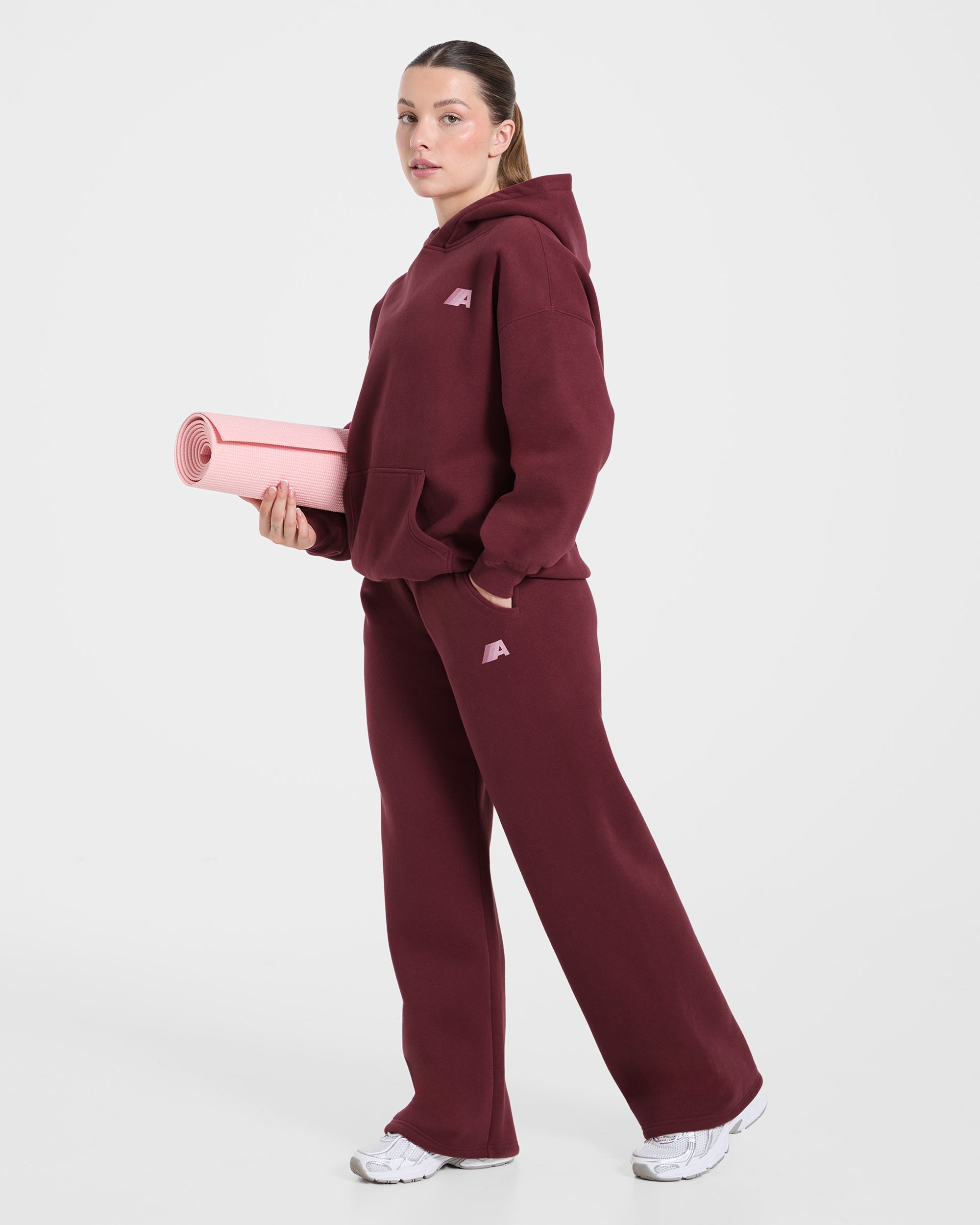 Retro Athletics Oversized Hoodie - Deep Raspberry/Pink