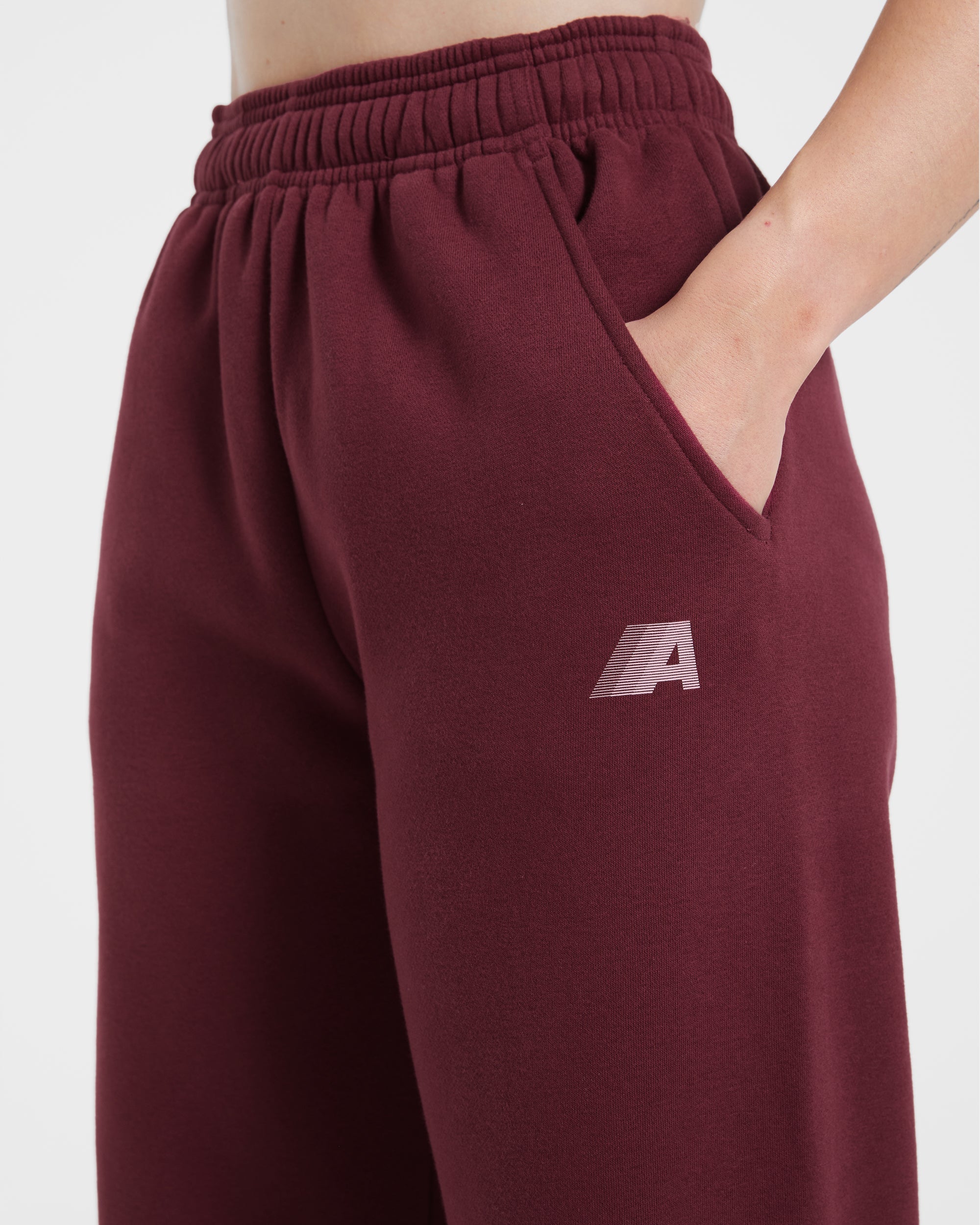 Retro Athletics Oversized Straight Leg Joggers - Deep Raspberry/Pink