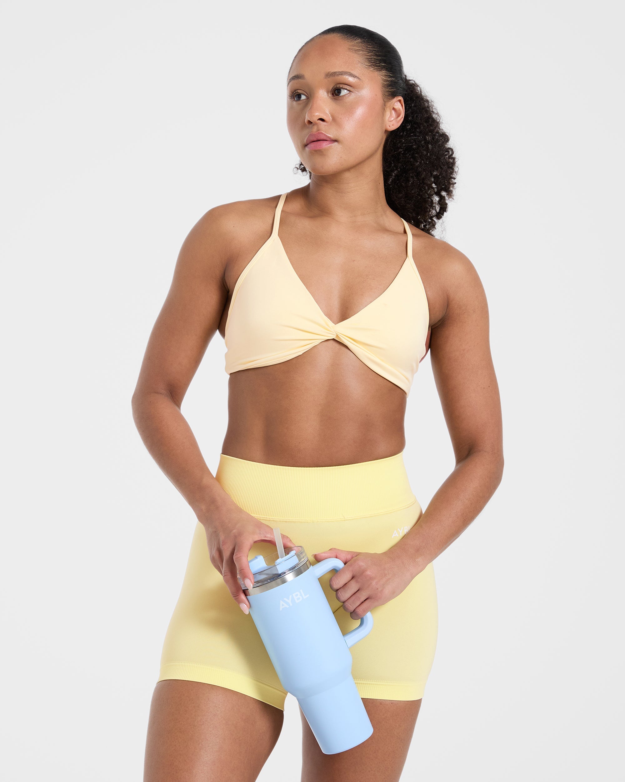 Essential Twist Crossback Sports Bra - Yellow