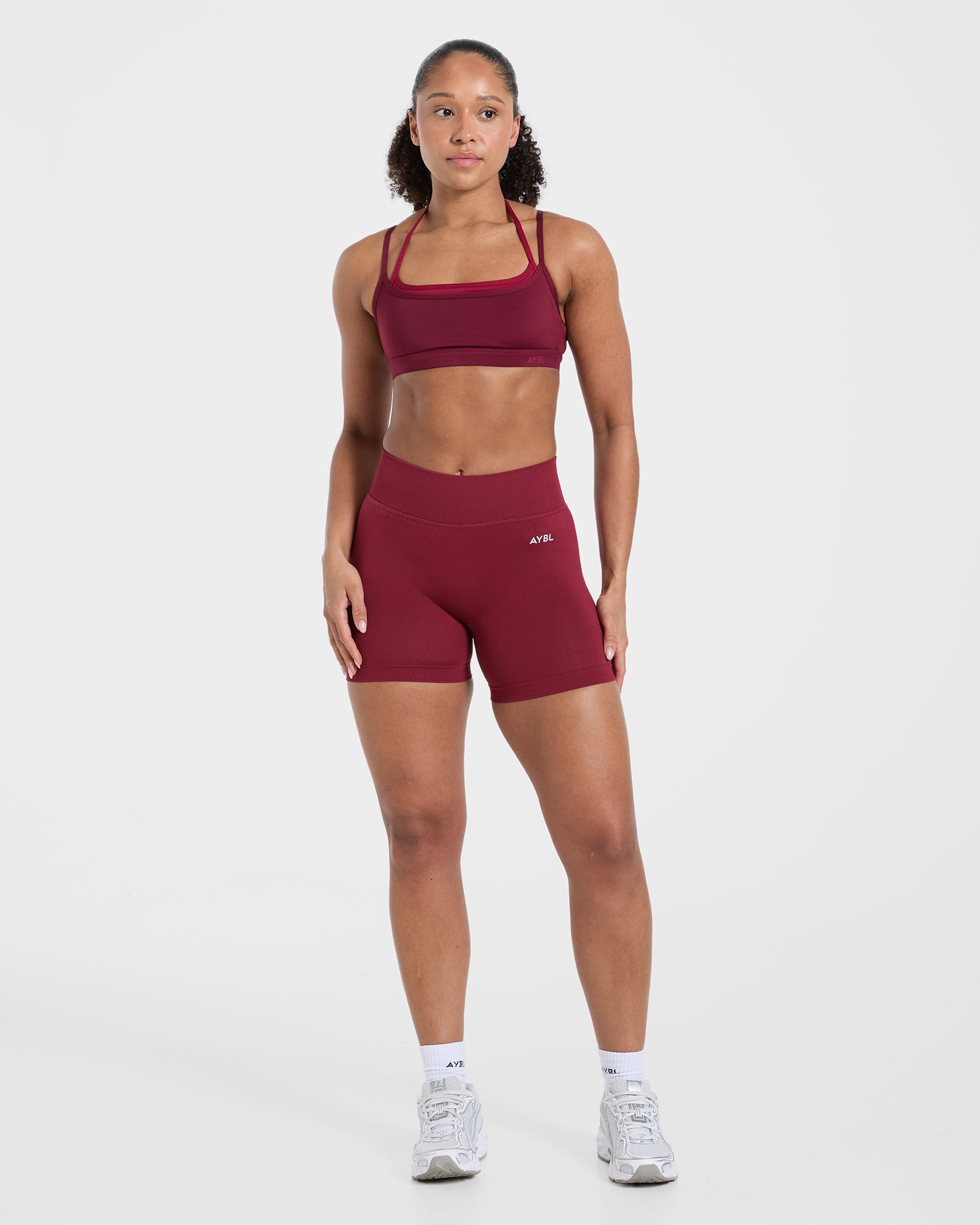 Essential Double Layer Sports Bra - Burgundy