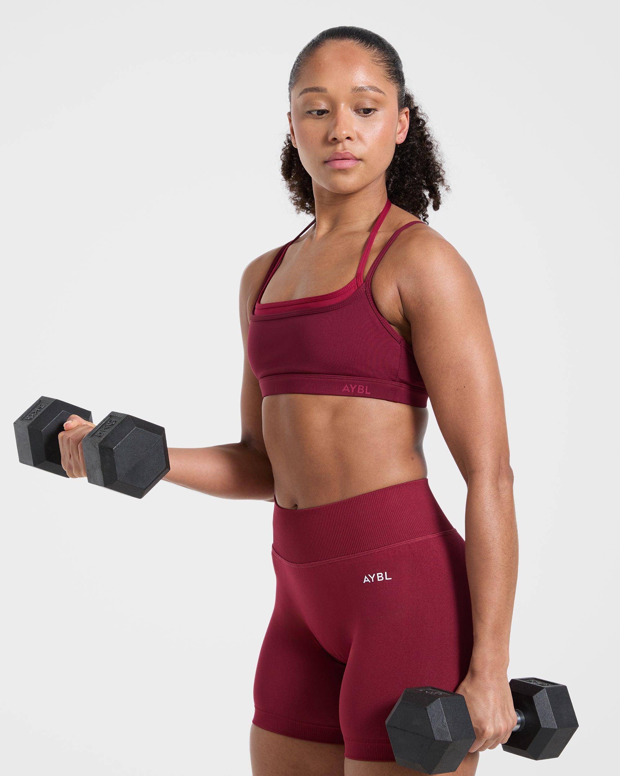 Essential Double Layer Sports Bra - Burgundy