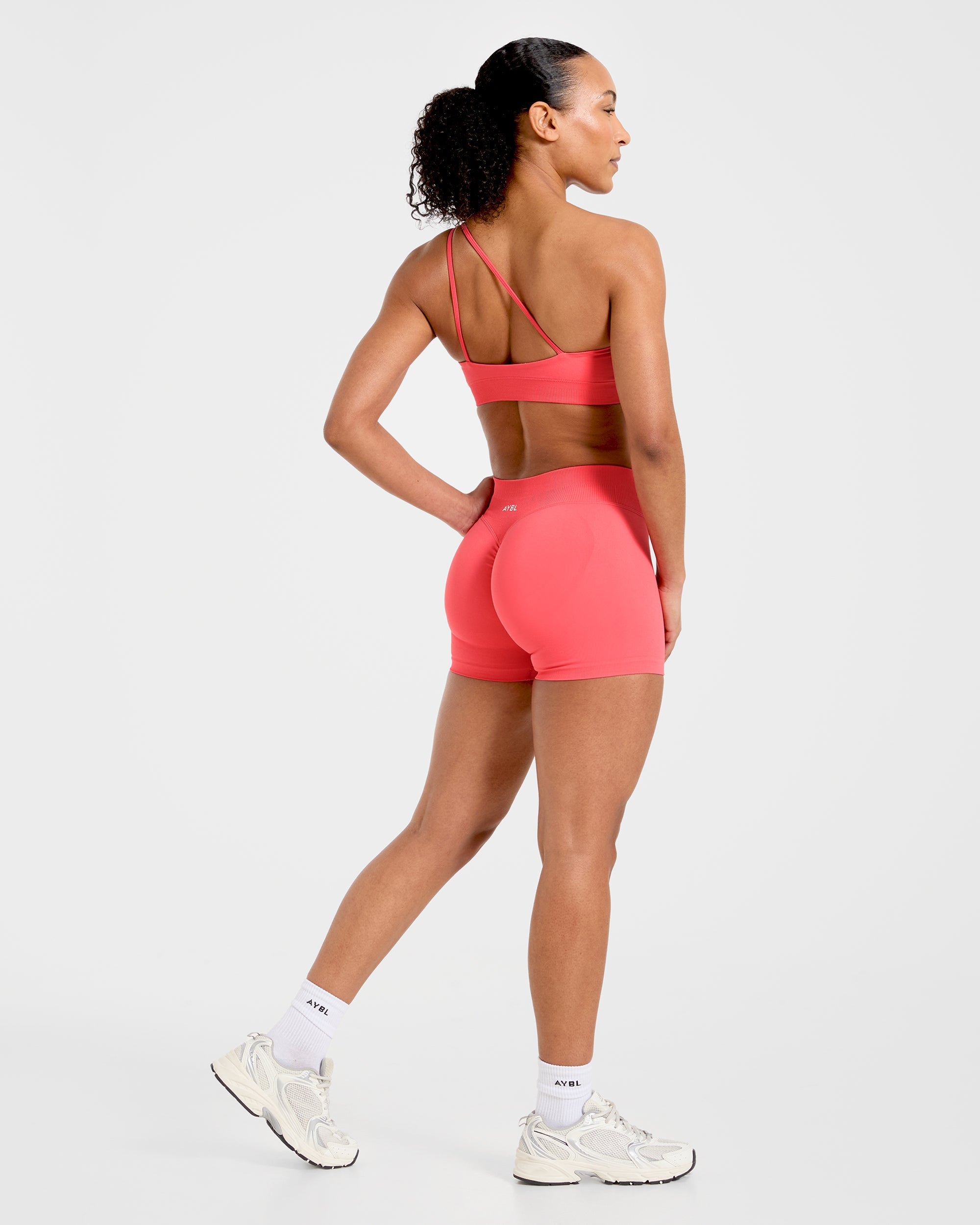 Enhance Seamless One Shoulder Sports Bra - Summer Coral