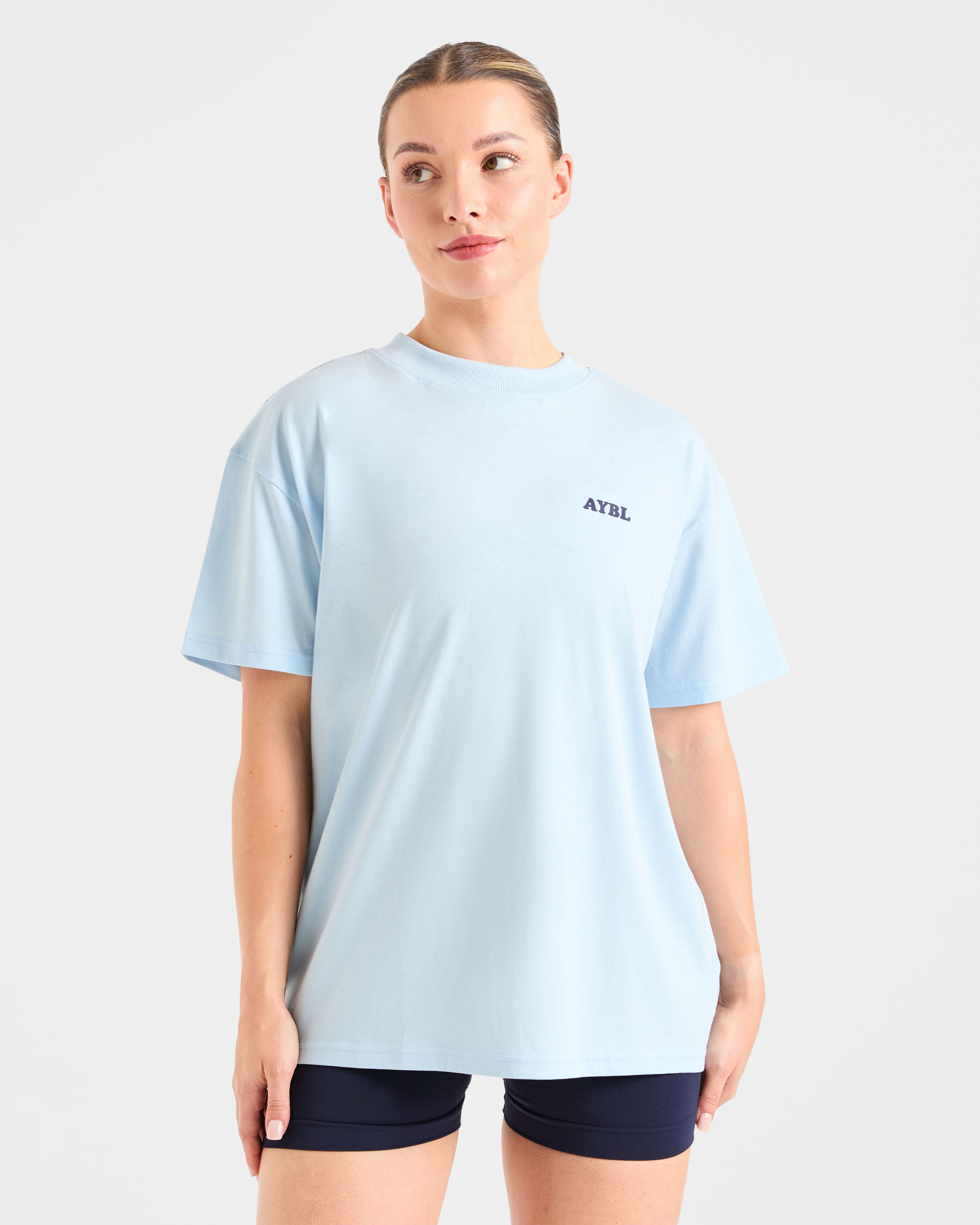 Sports Club Wavy Oversized T Shirt - Blue/Navy