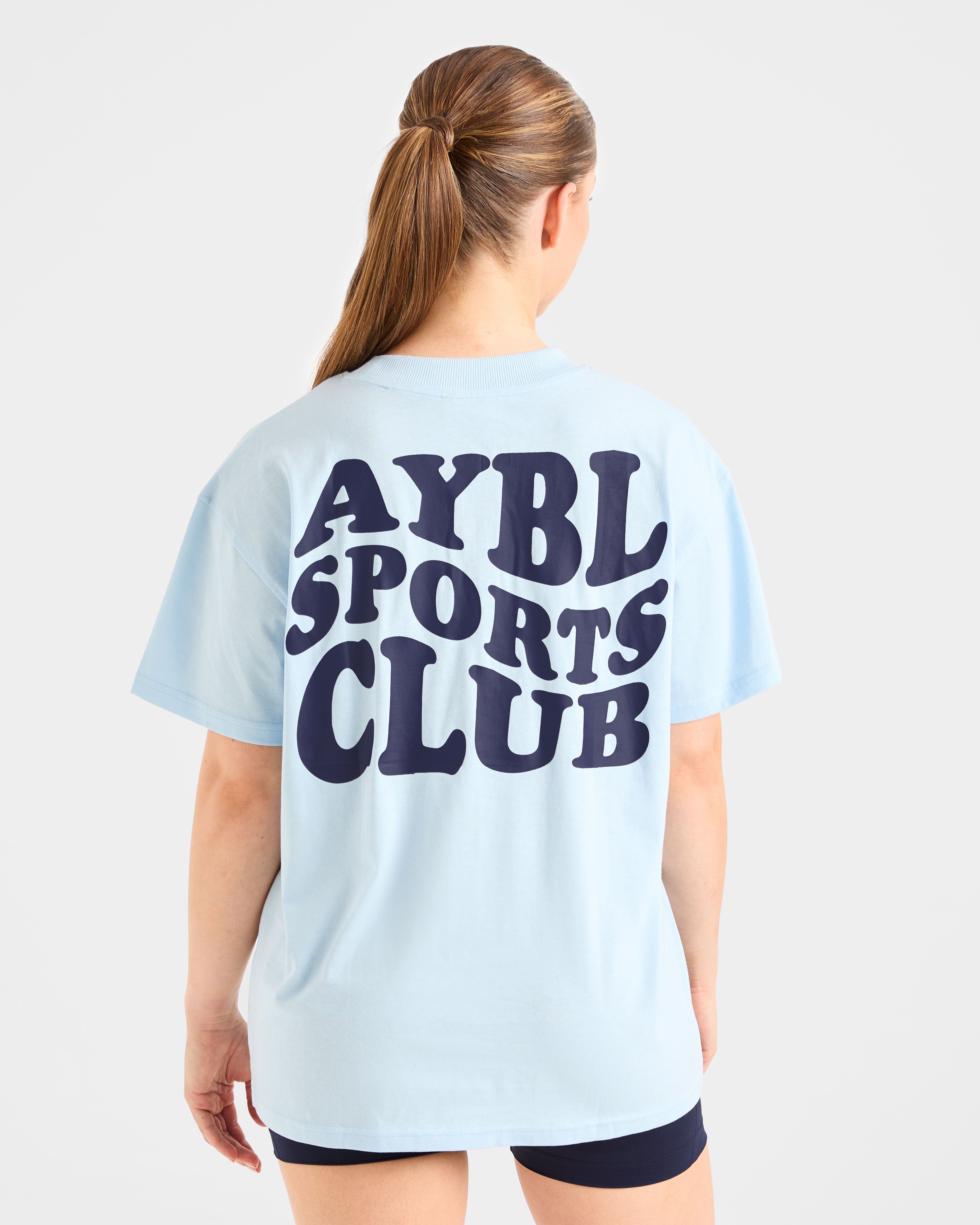Sports Club Wavy Oversized T Shirt - Blue/Navy