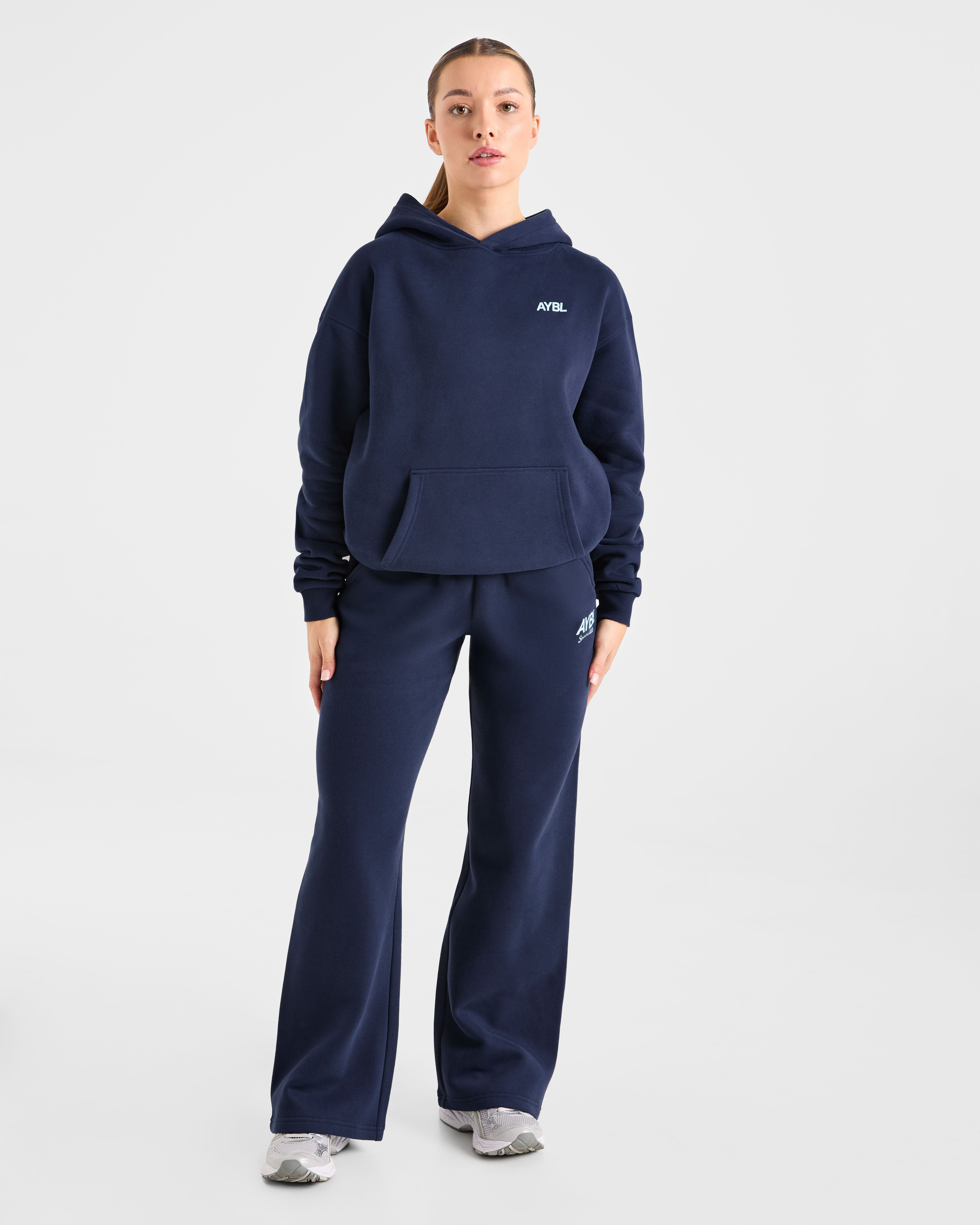 AYBL Sports Club Oversized Straight Leg Joggers - Navy/Blue