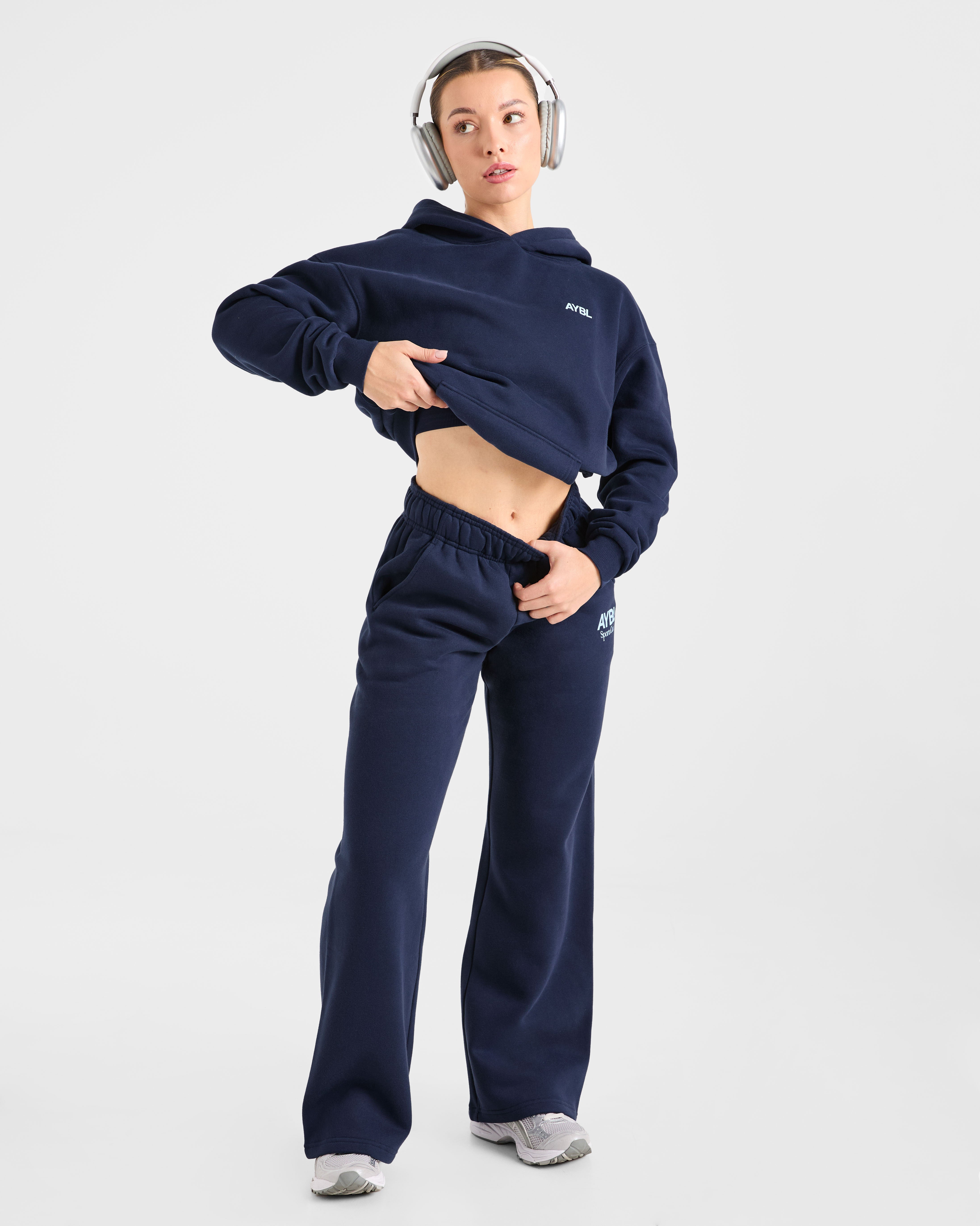 AYBL Sports Club Oversized Straight Leg Joggers - Navy/Blue