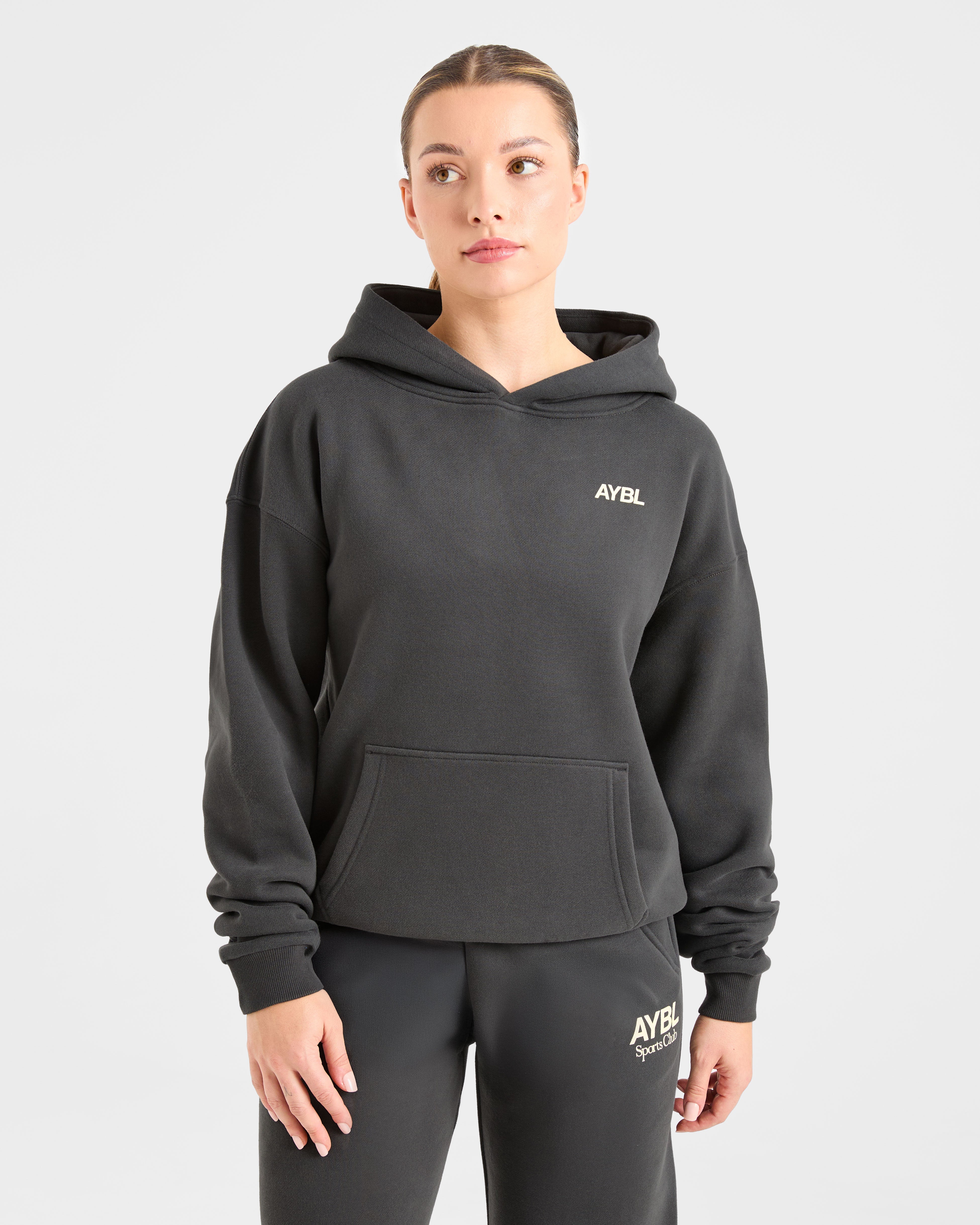 AYBL Sports Club Oversized Hoodie - Charcoal/Yellow