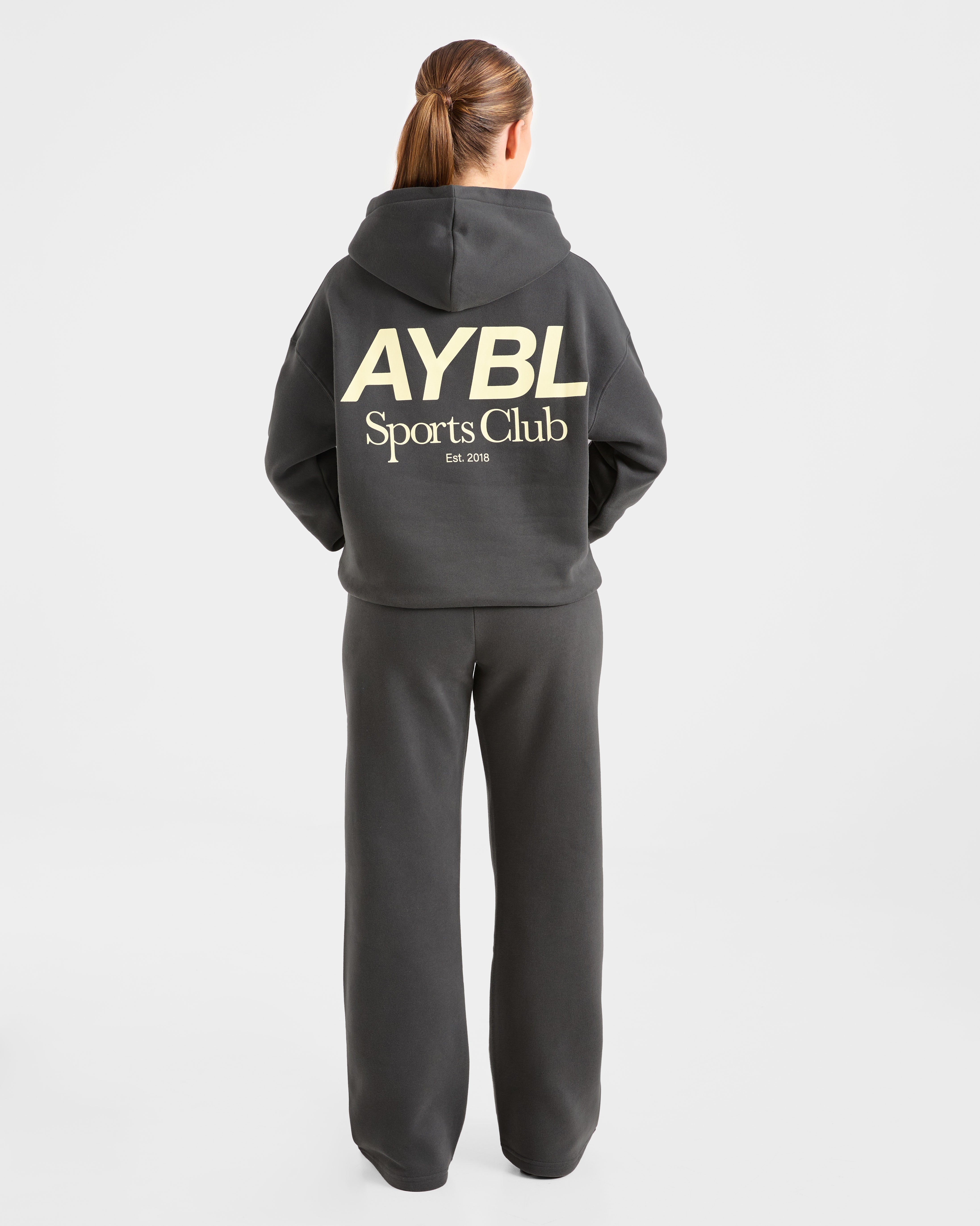 AYBL Sports Club Oversized Straight Leg Joggers - Charcoal/Yellow