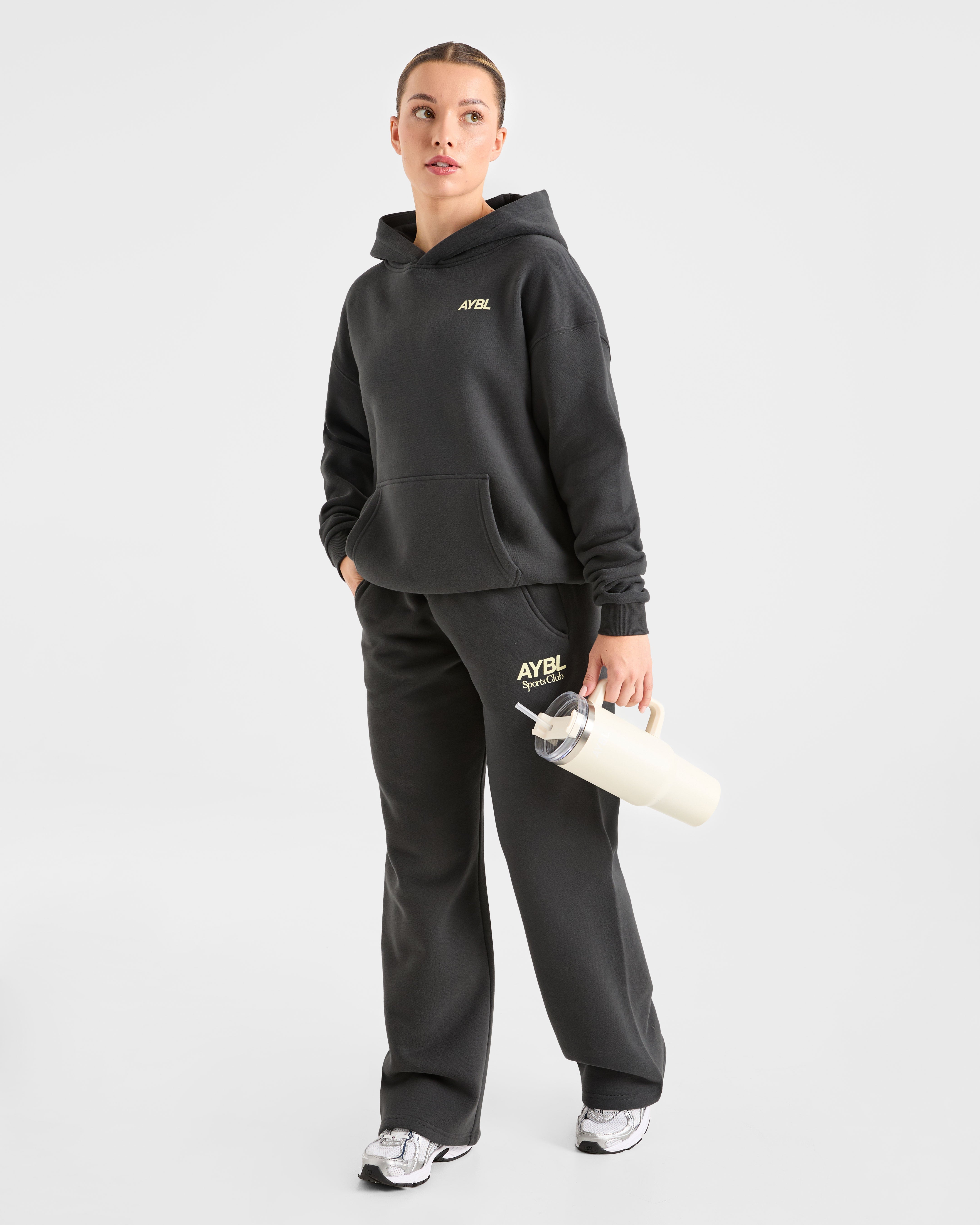 AYBL Sports Club Oversized Hoodie - Charcoal/Yellow