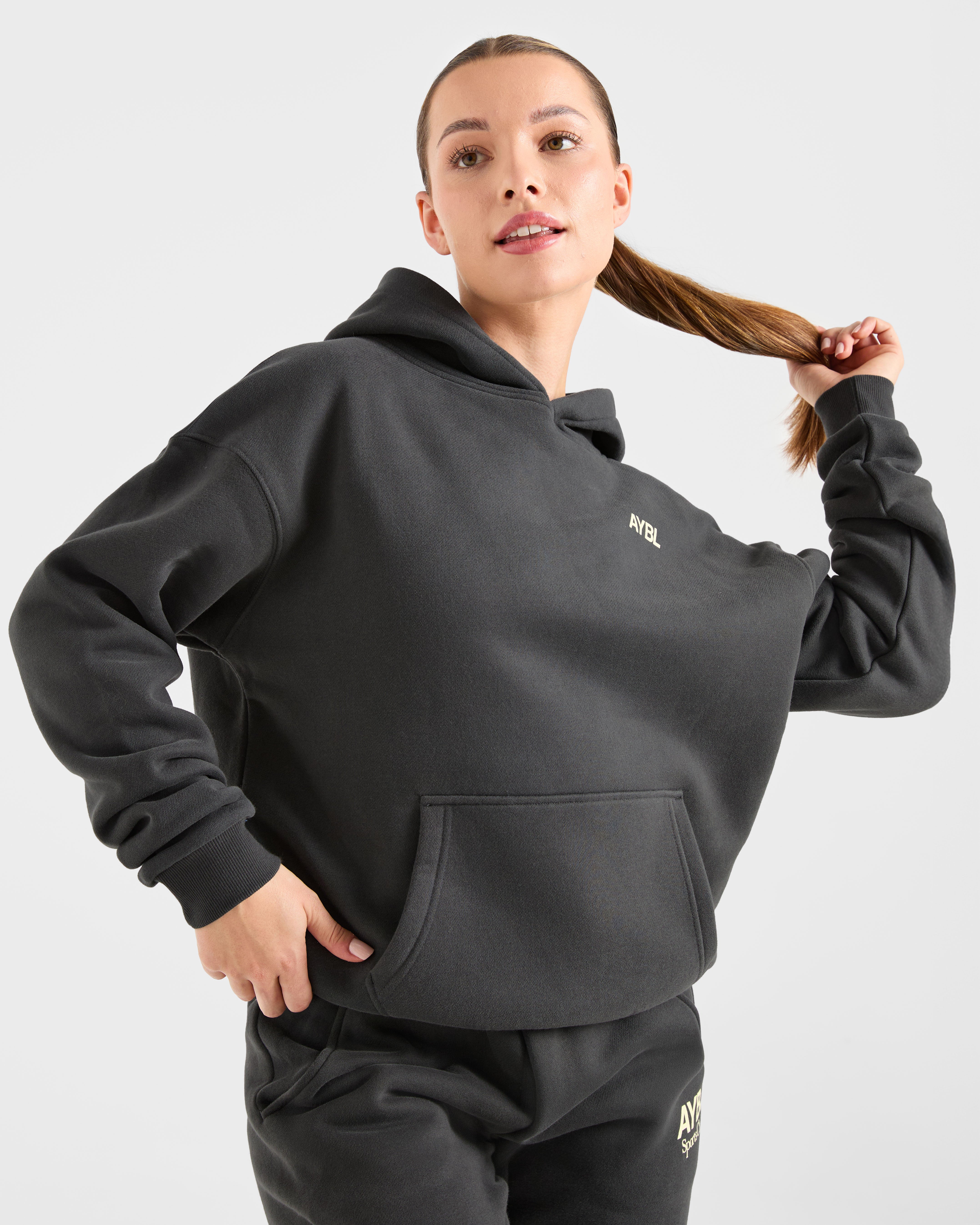 AYBL Sports Club Oversized Hoodie - Charcoal/Yellow