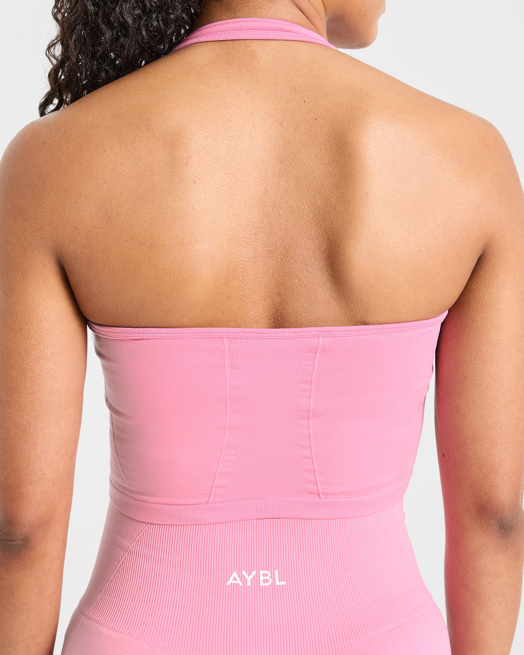 Empower Seamless Halterneck Crop Top - Baby Pink