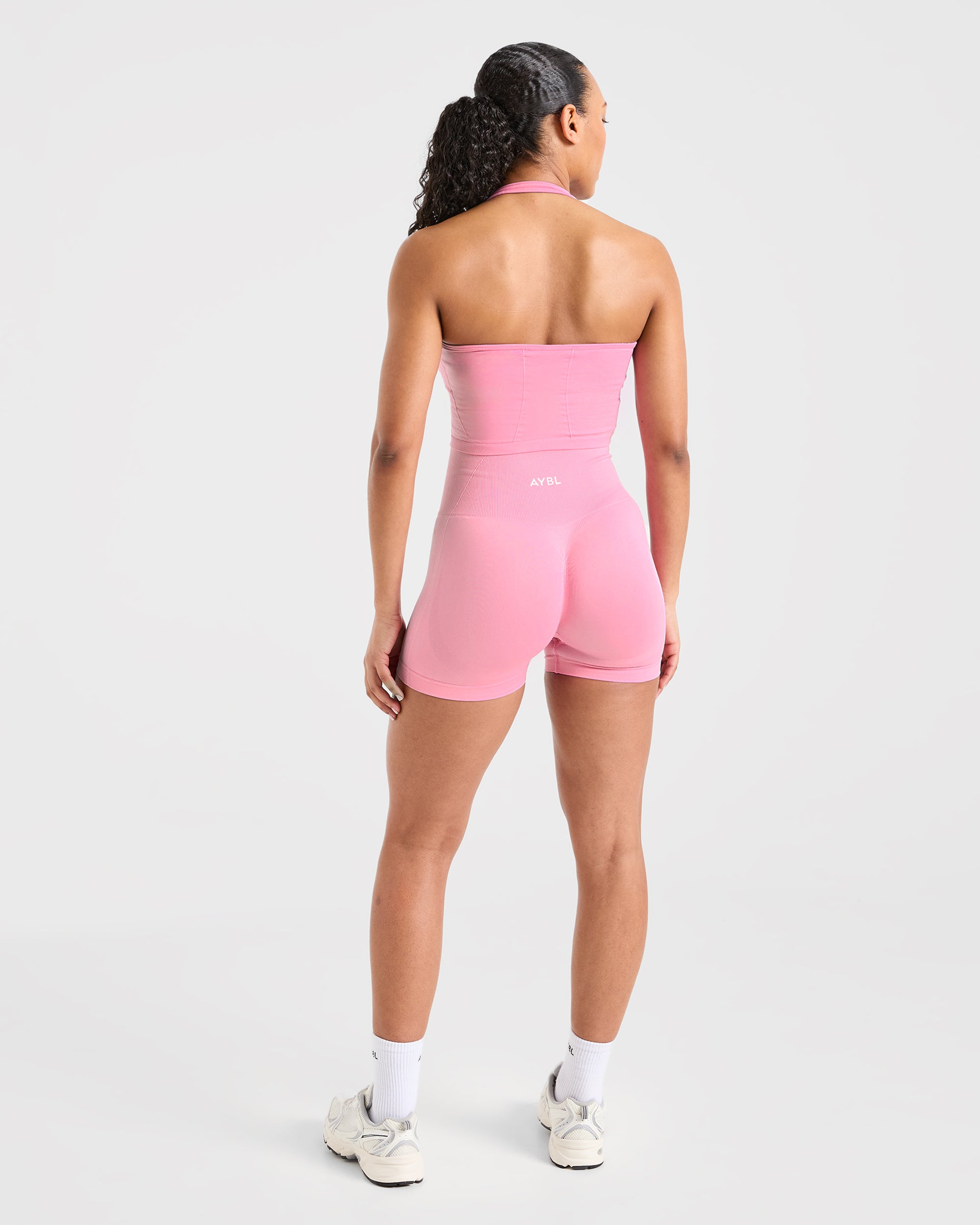 Empower Seamless Halterneck Crop Top - Baby Pink