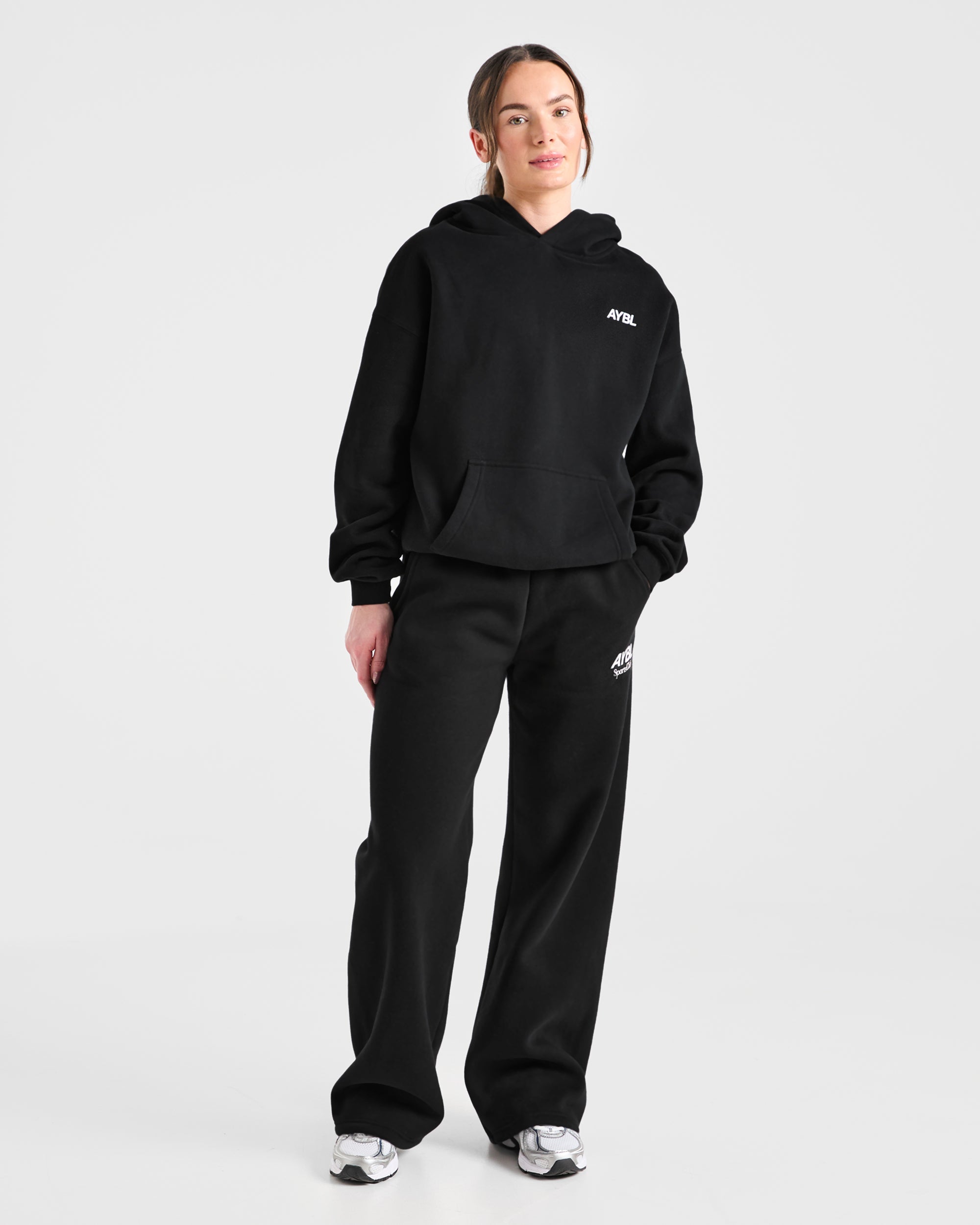 AYBL Sports Club Oversized Straight Leg Joggers - Black/White