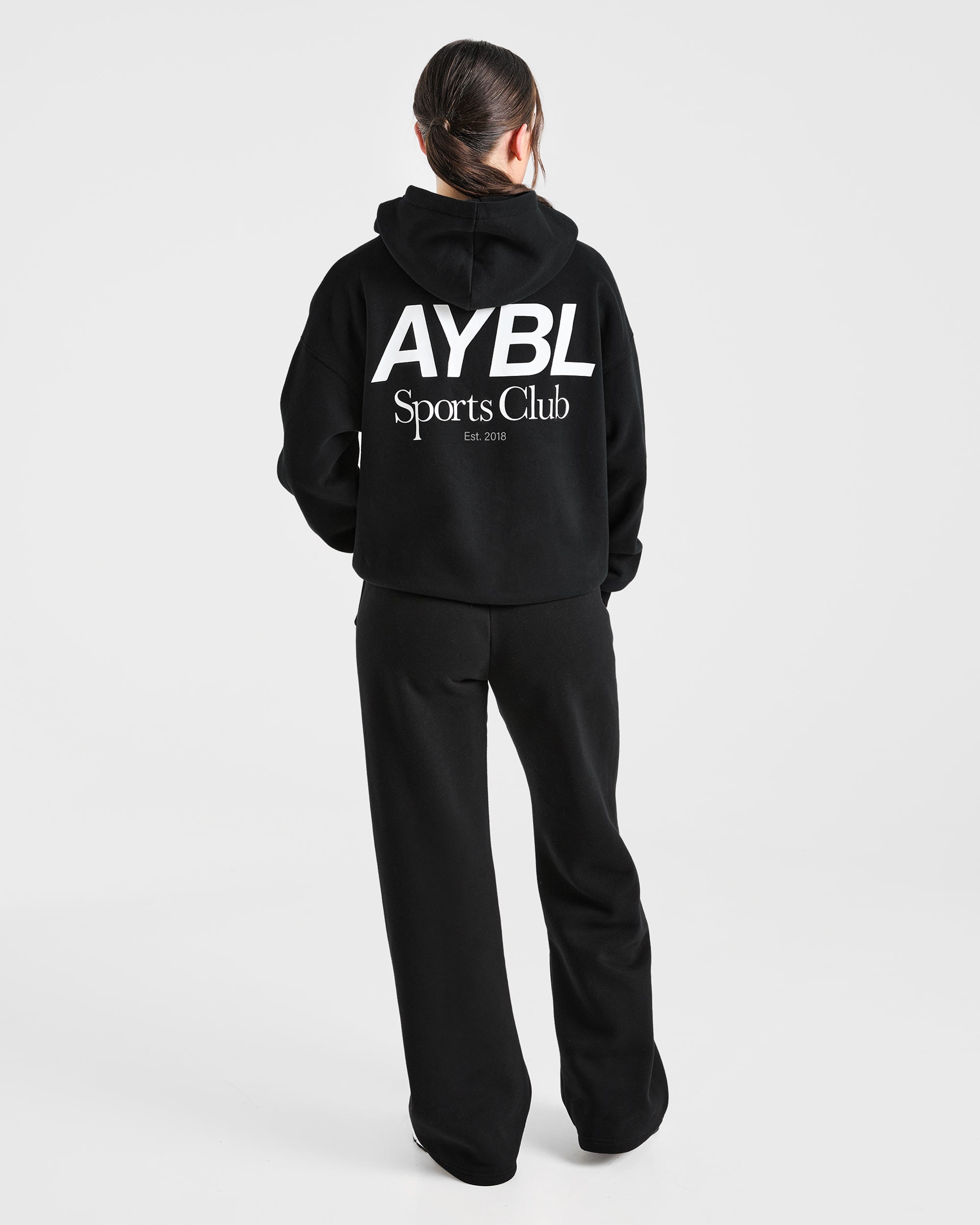 AYBL Sports Club Oversized Straight Leg Joggers - Black/White