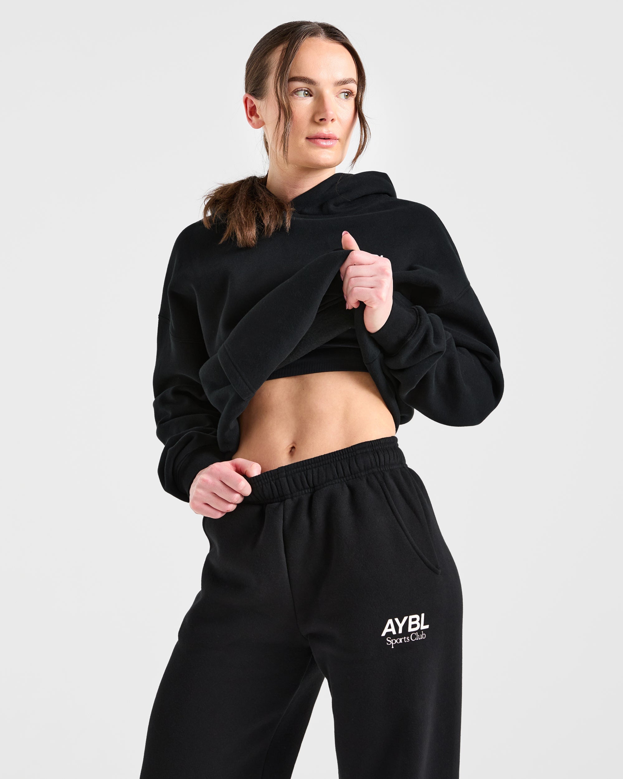 AYBL Sports Club Oversized Straight Leg Joggers - Black/White