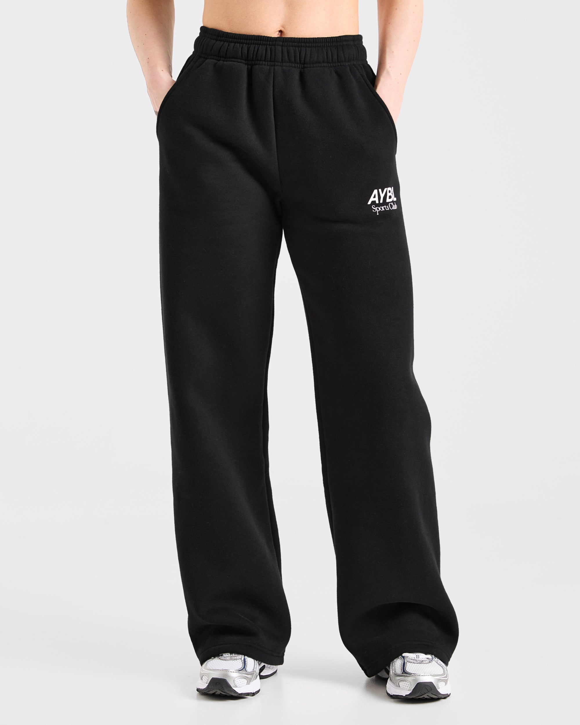 AYBL Sports Club Oversized Straight Leg Joggers - Black/White