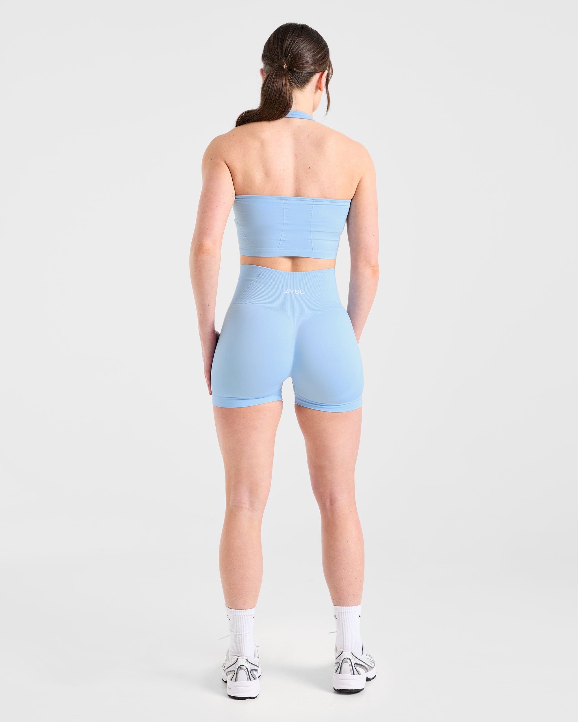 Empower Seamless Halterneck Crop Top - Sky Blue