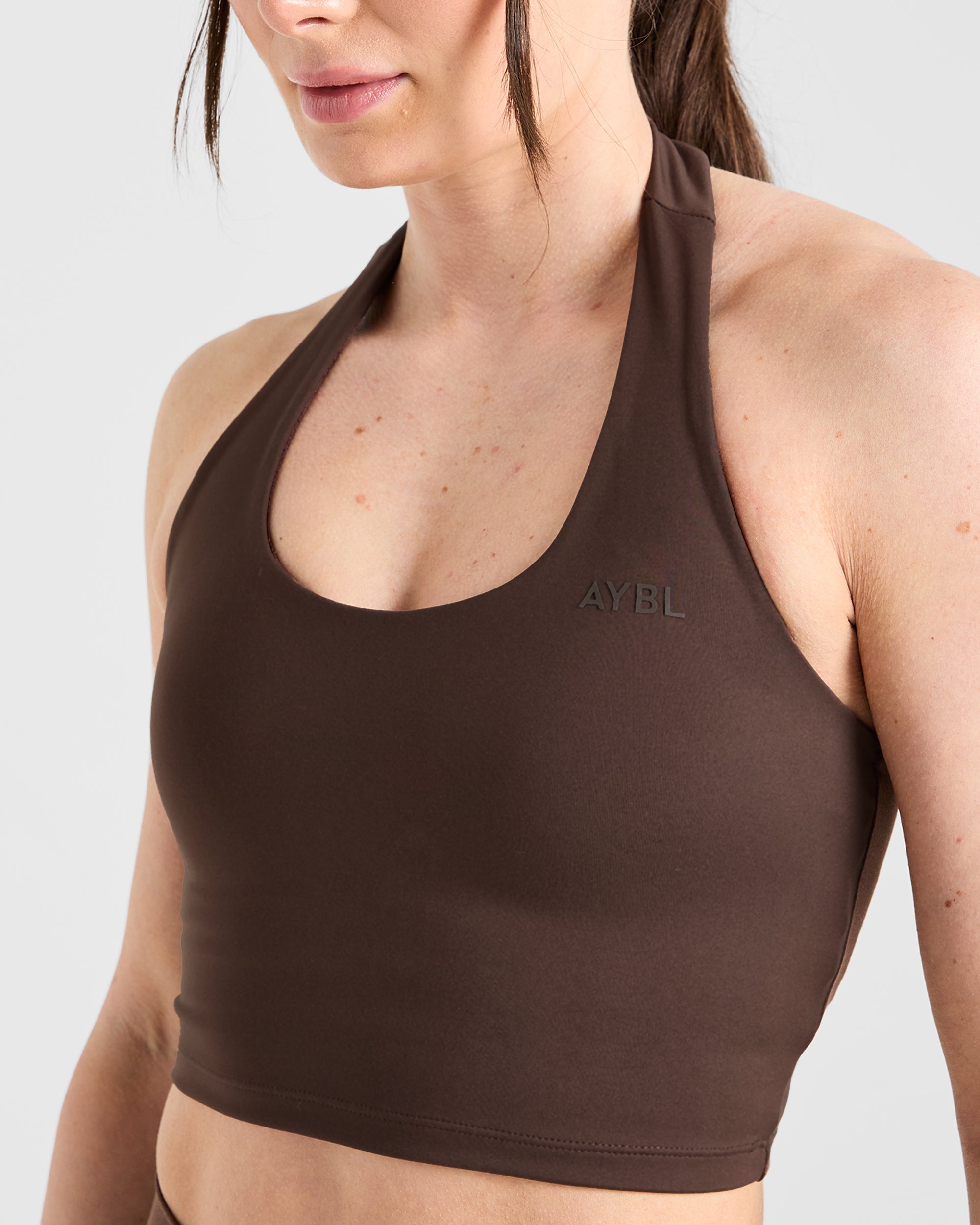 Staple Halterneck Crop Top - Brown