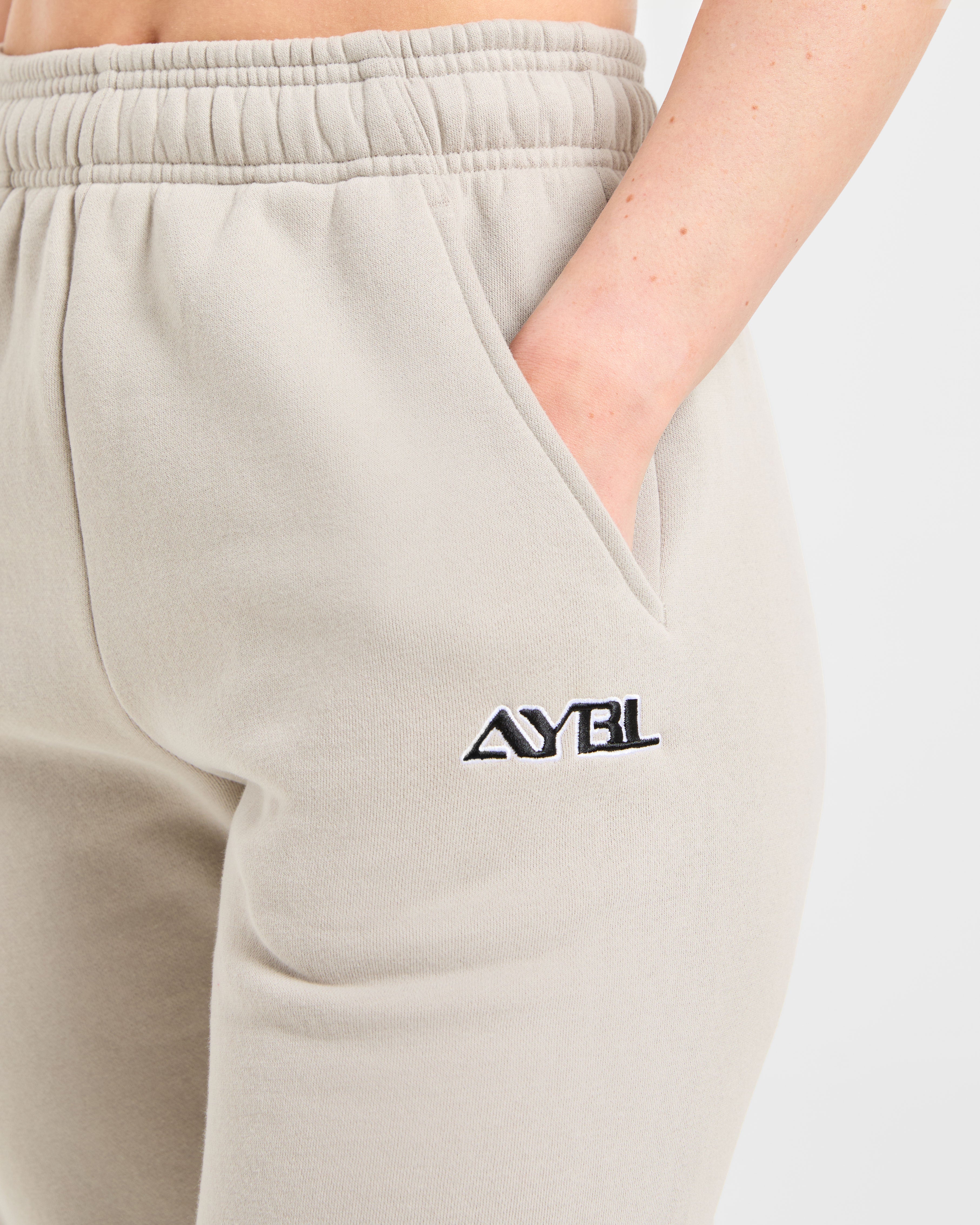 Retro Embroidered Oversized Joggers - Taupe Grey