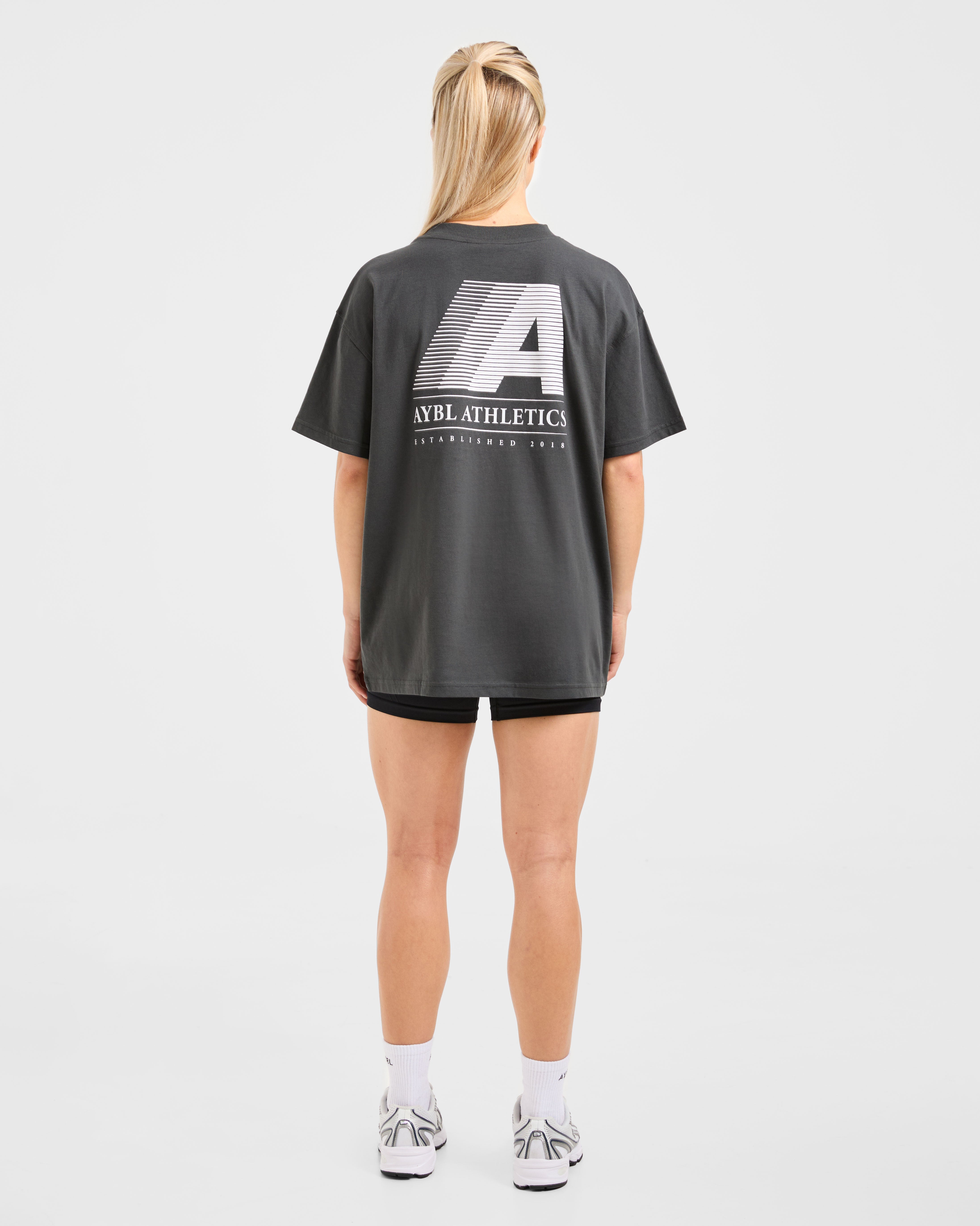 Retro Athletics Oversized T Shirt - Charcoal