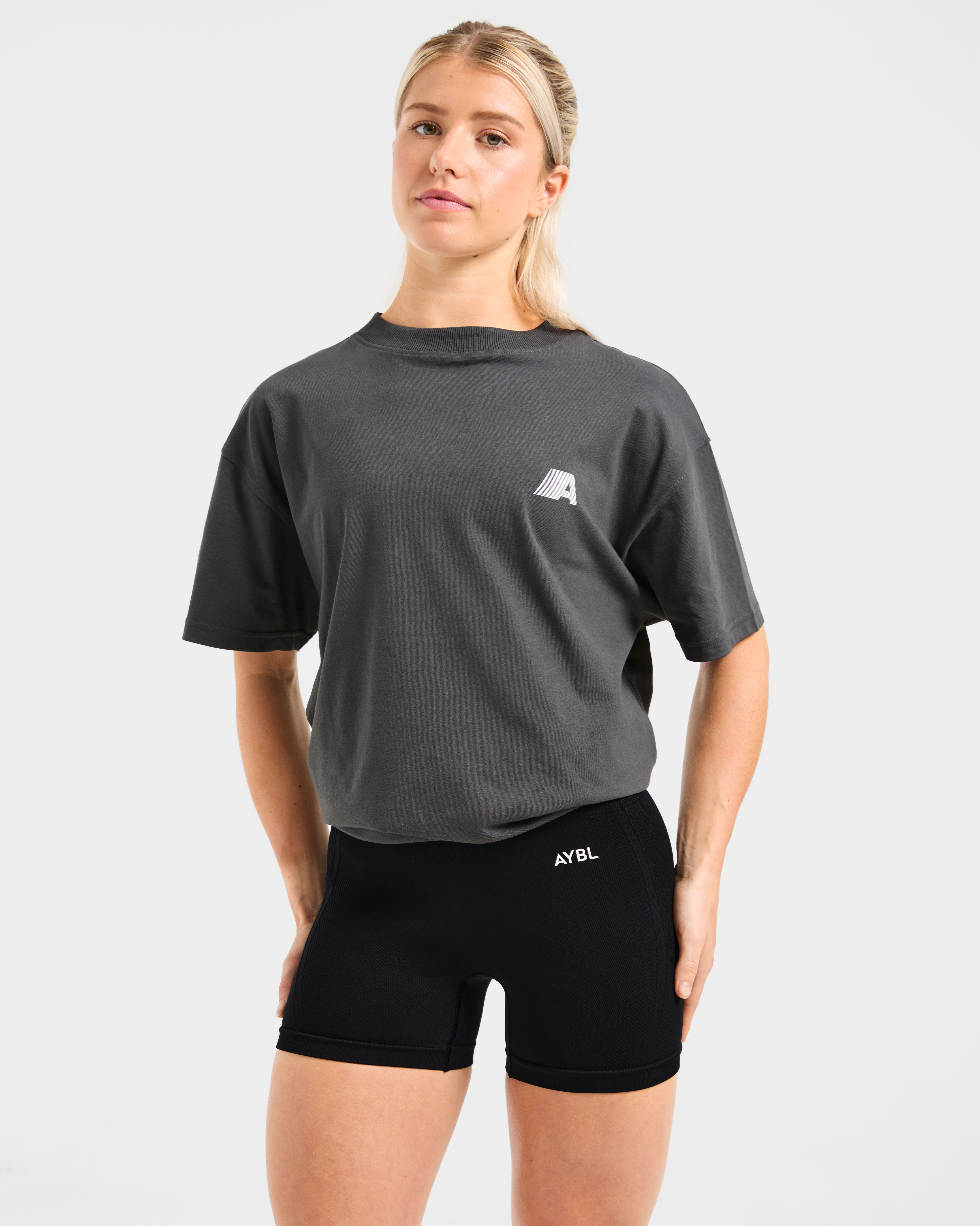 Retro Athletics Oversized T Shirt - Charcoal
