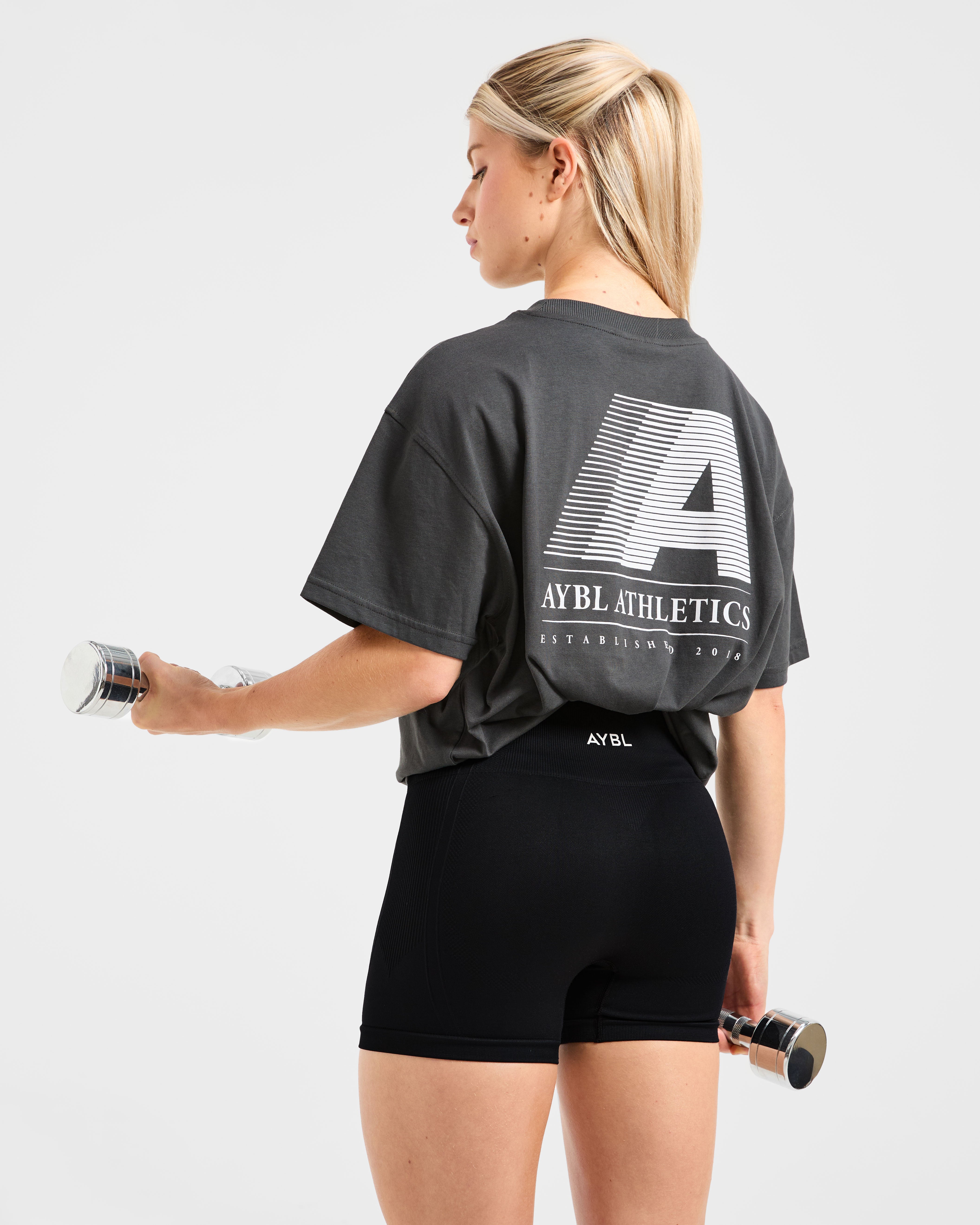 Retro Athletics Oversized T Shirt - Charcoal