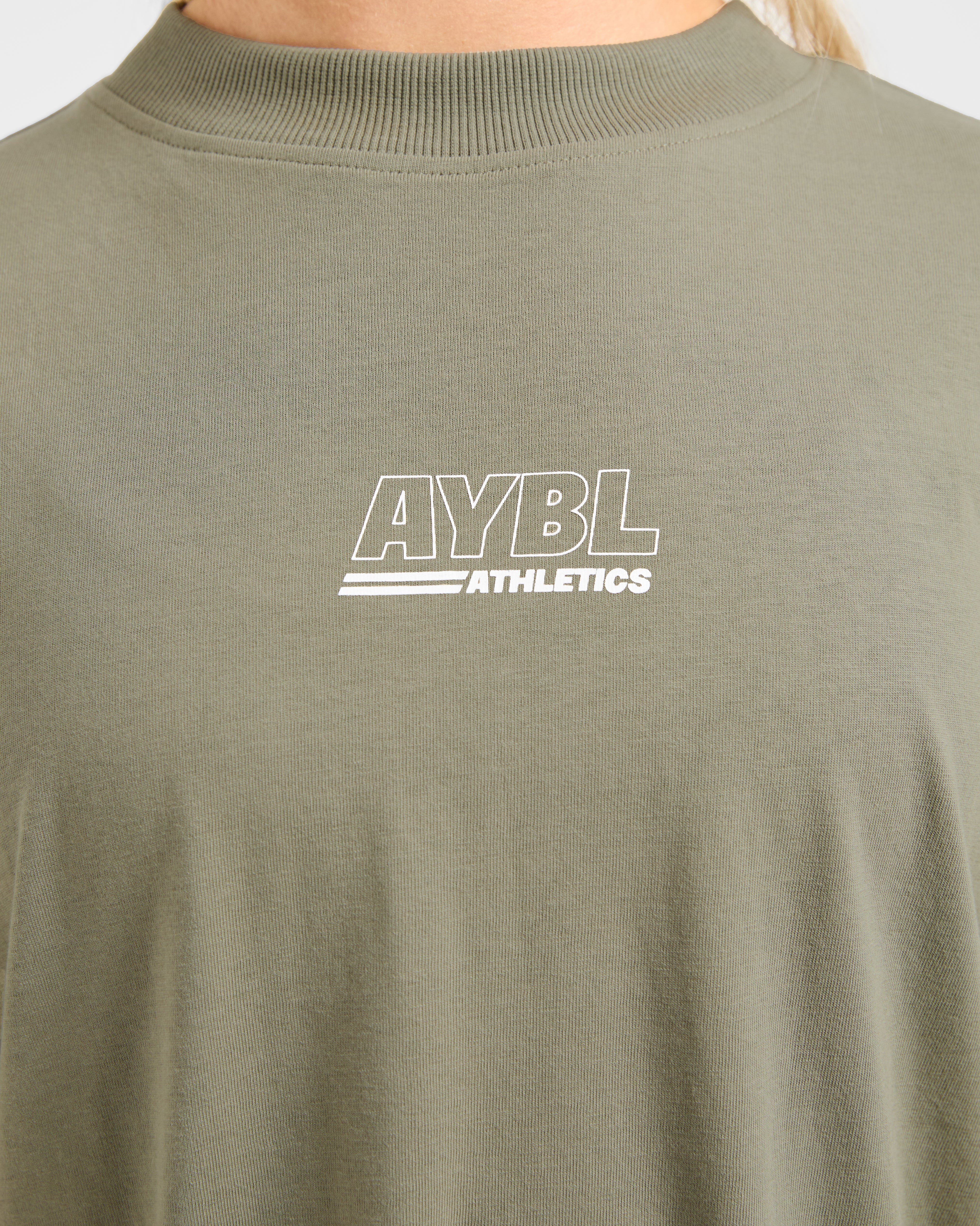 Athletics Track Oversized T Shirt - Muted Olive