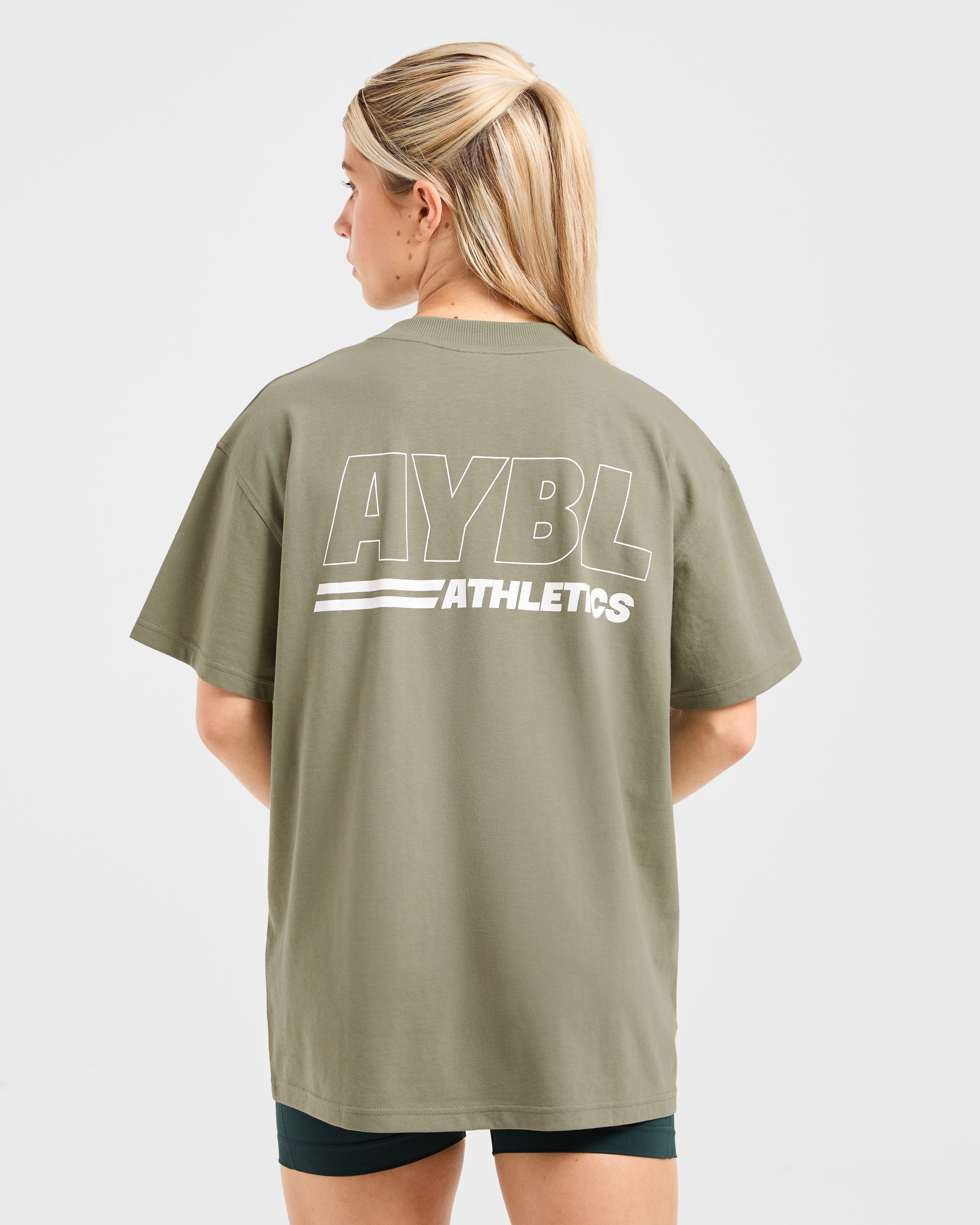 Athletics Track Oversized T Shirt - Muted Olive