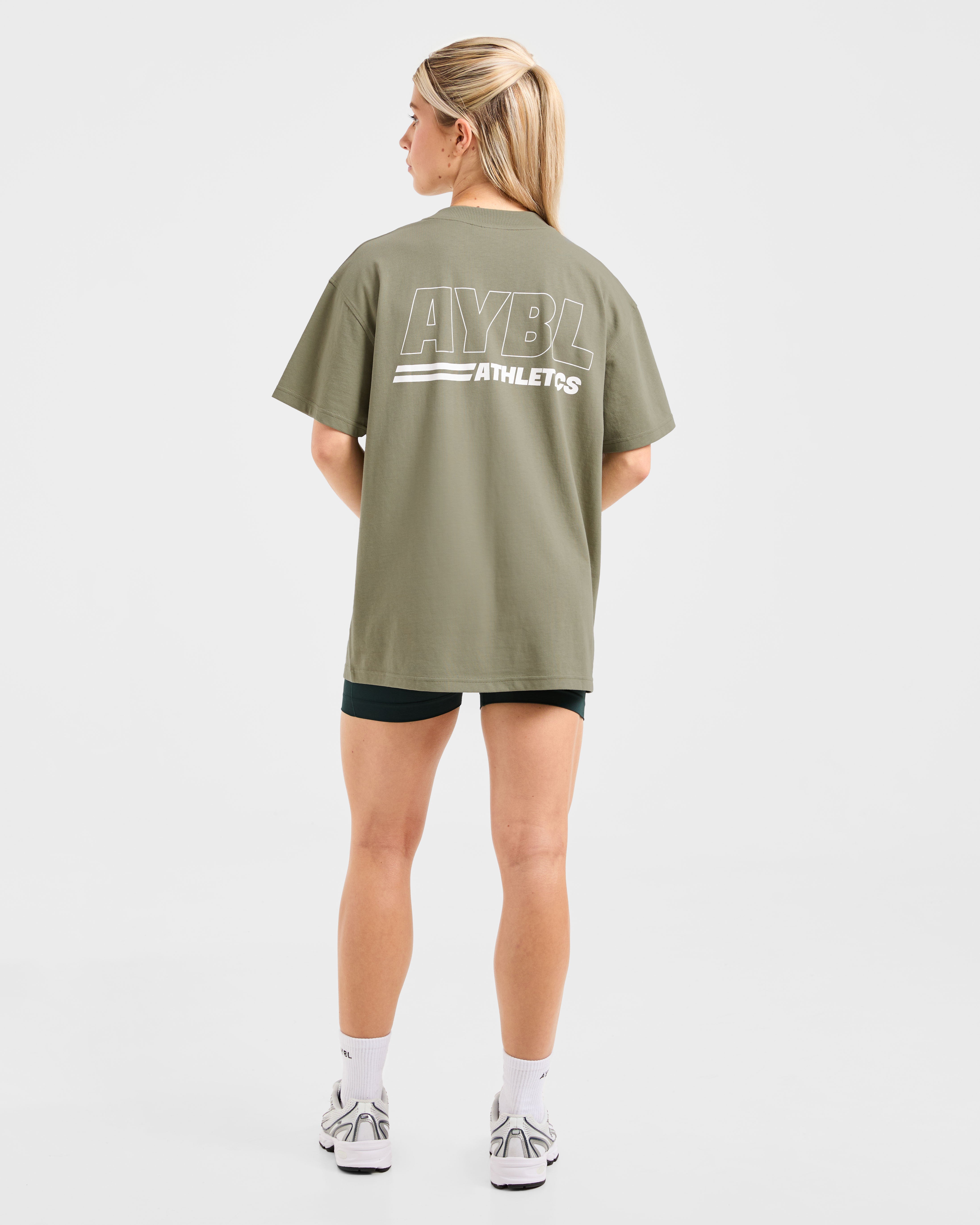Athletics Track Oversized T Shirt - Muted Olive