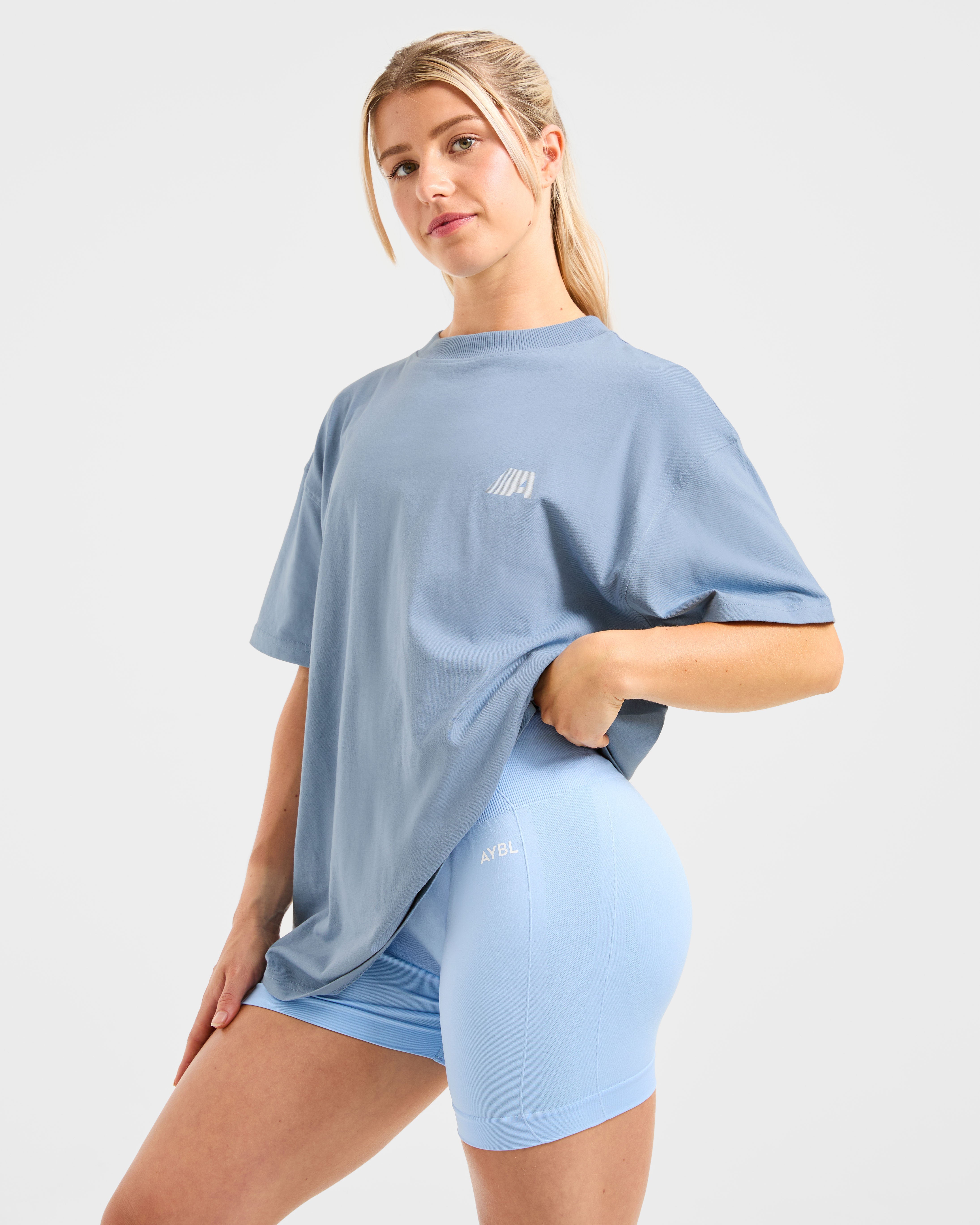 Retro Athletics Oversized T Shirt - Vintage Blue