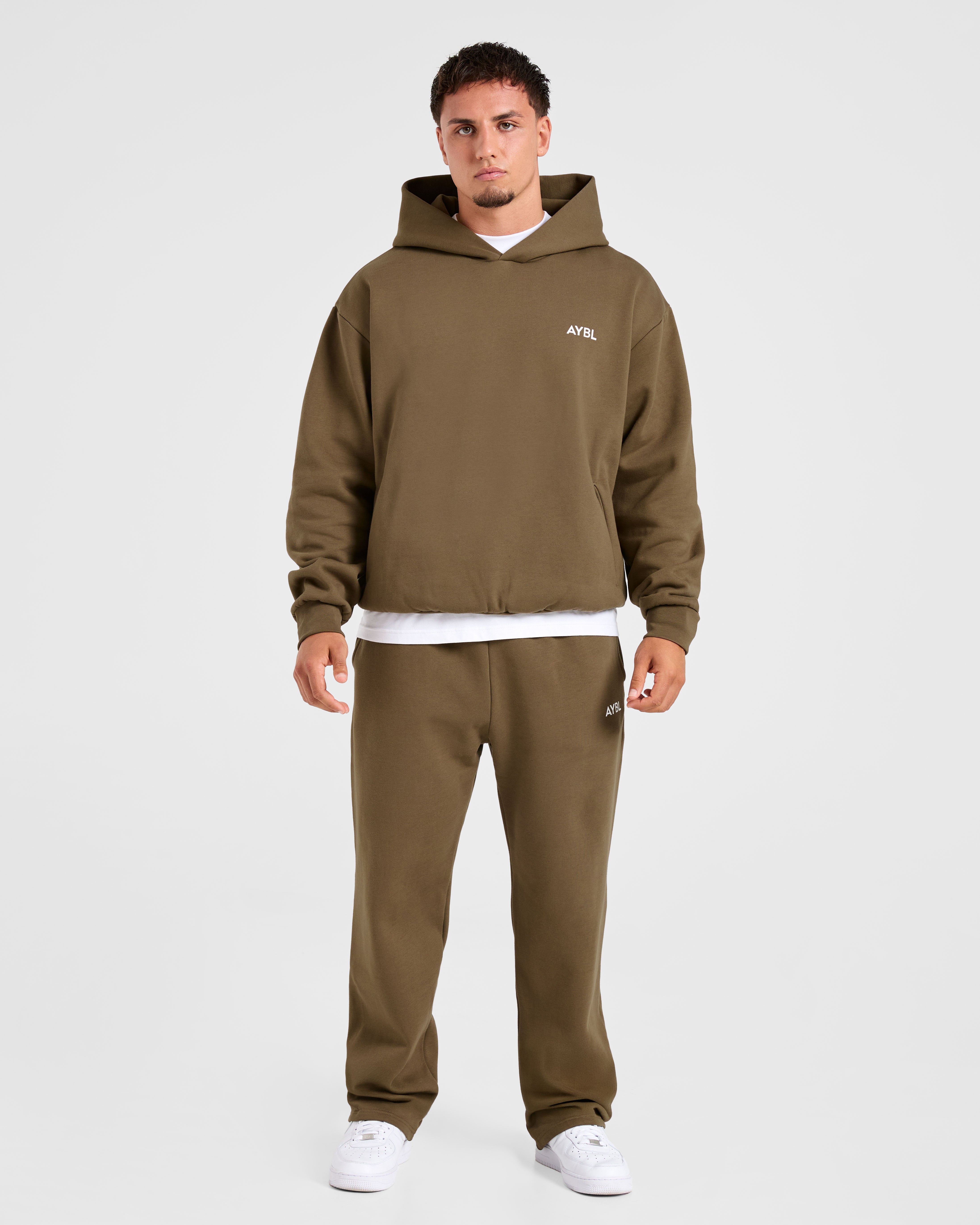 Essential Oversized Straight Leg Joggers- Olive Green